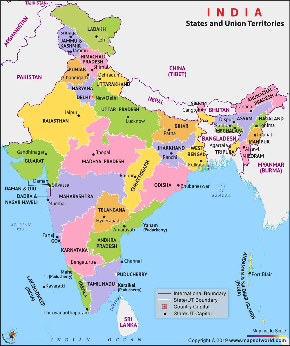 Free Printable Blank Map Of India