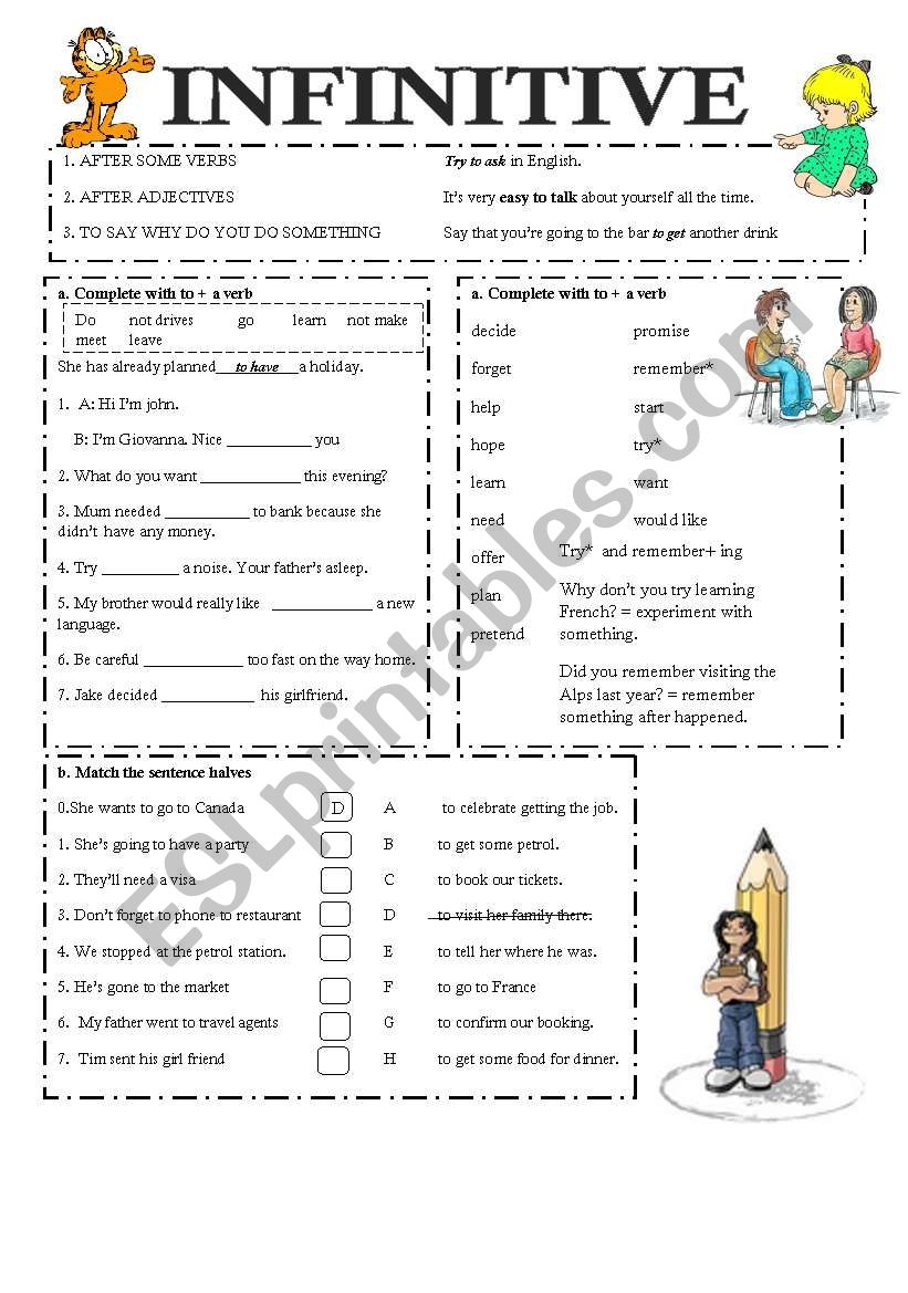 INFINITIVE ESL Worksheet By Pfeltham