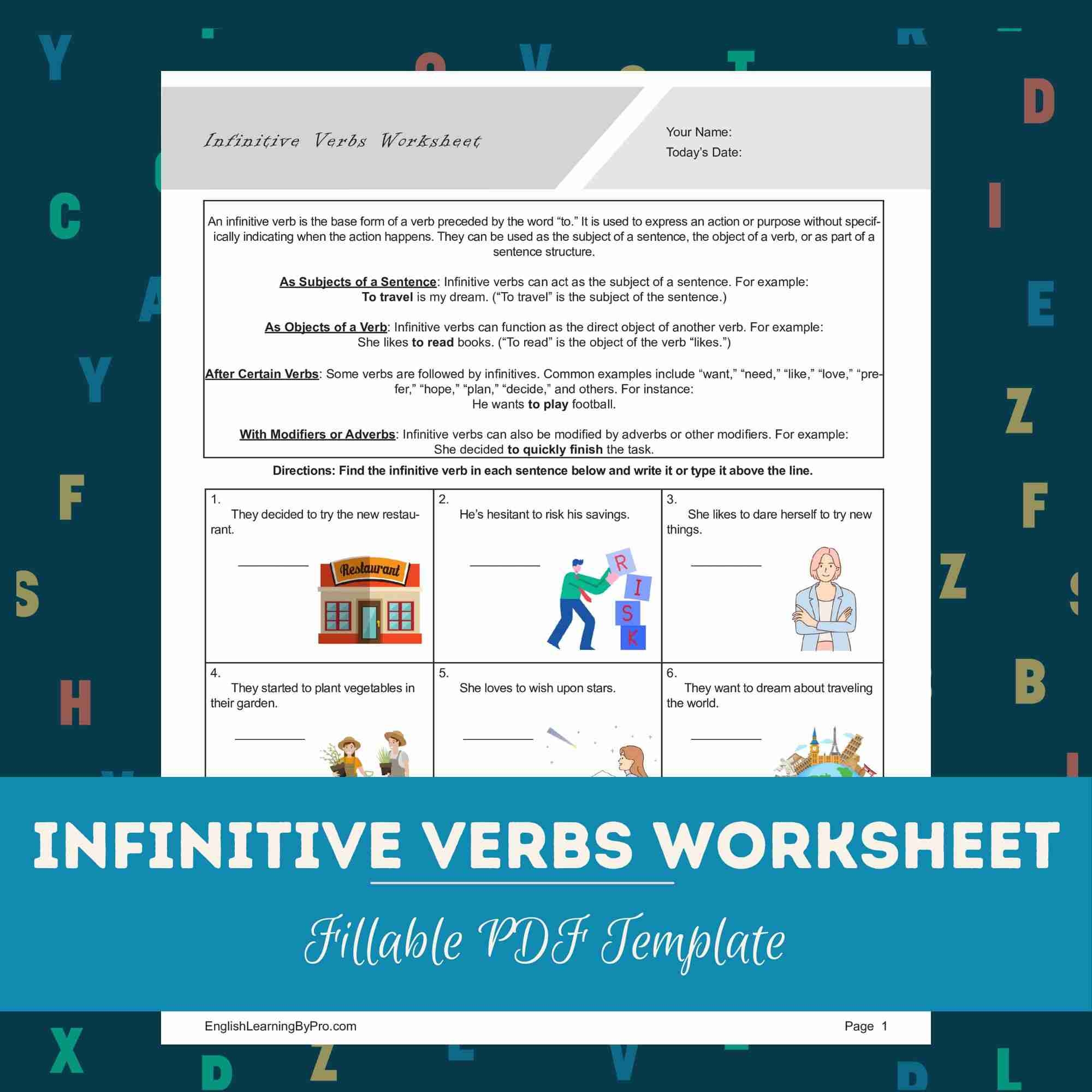 Free Printable Teacher Worksheets Infinitives