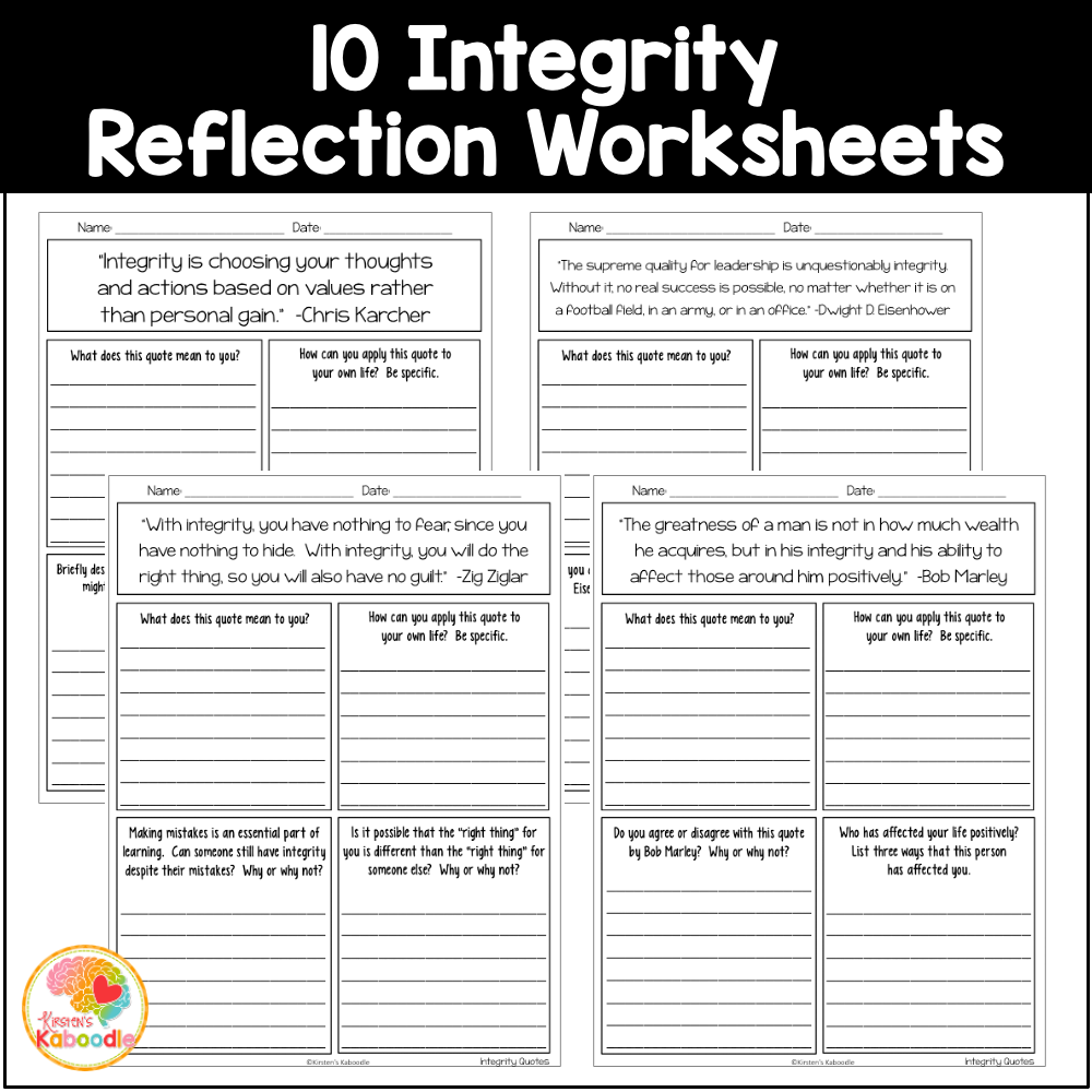 Integrity Quotes For Kids Posters Worksheets And Activities