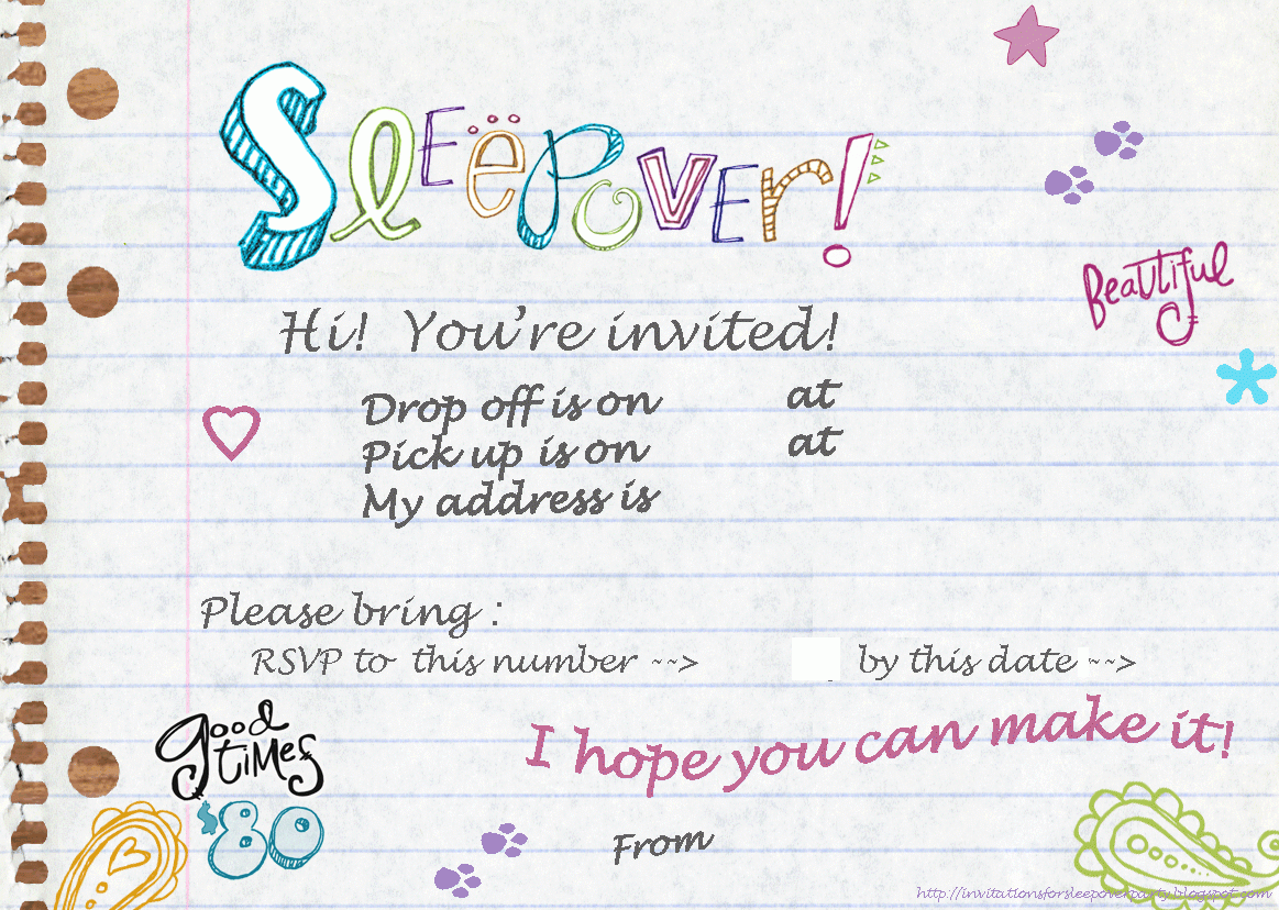 INVITATIONS FOR SLEEPOVER PARTY SLUMBER PARTY TEEN INVITATION INVITATIONS FOR SLEEPOVER PARTY SLUMBER PARTY TEEN INVITATION