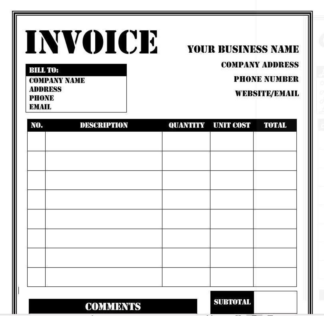 Free Blank Printable Invoice Templates