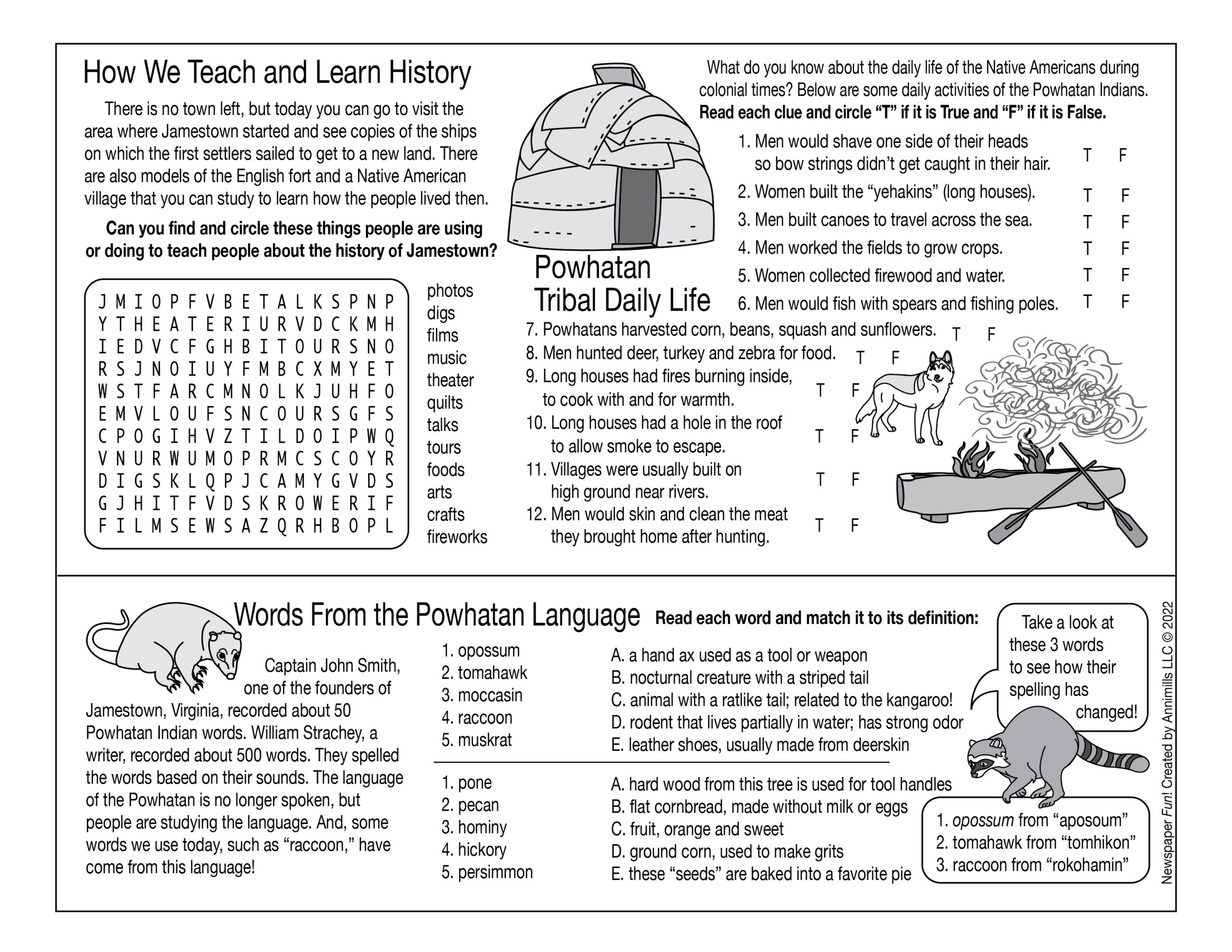 Free Printable Worksheets On Jamestown