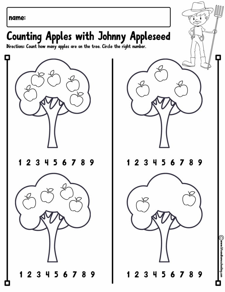 Johnny Appleseed Counting Apples Made By Teachers