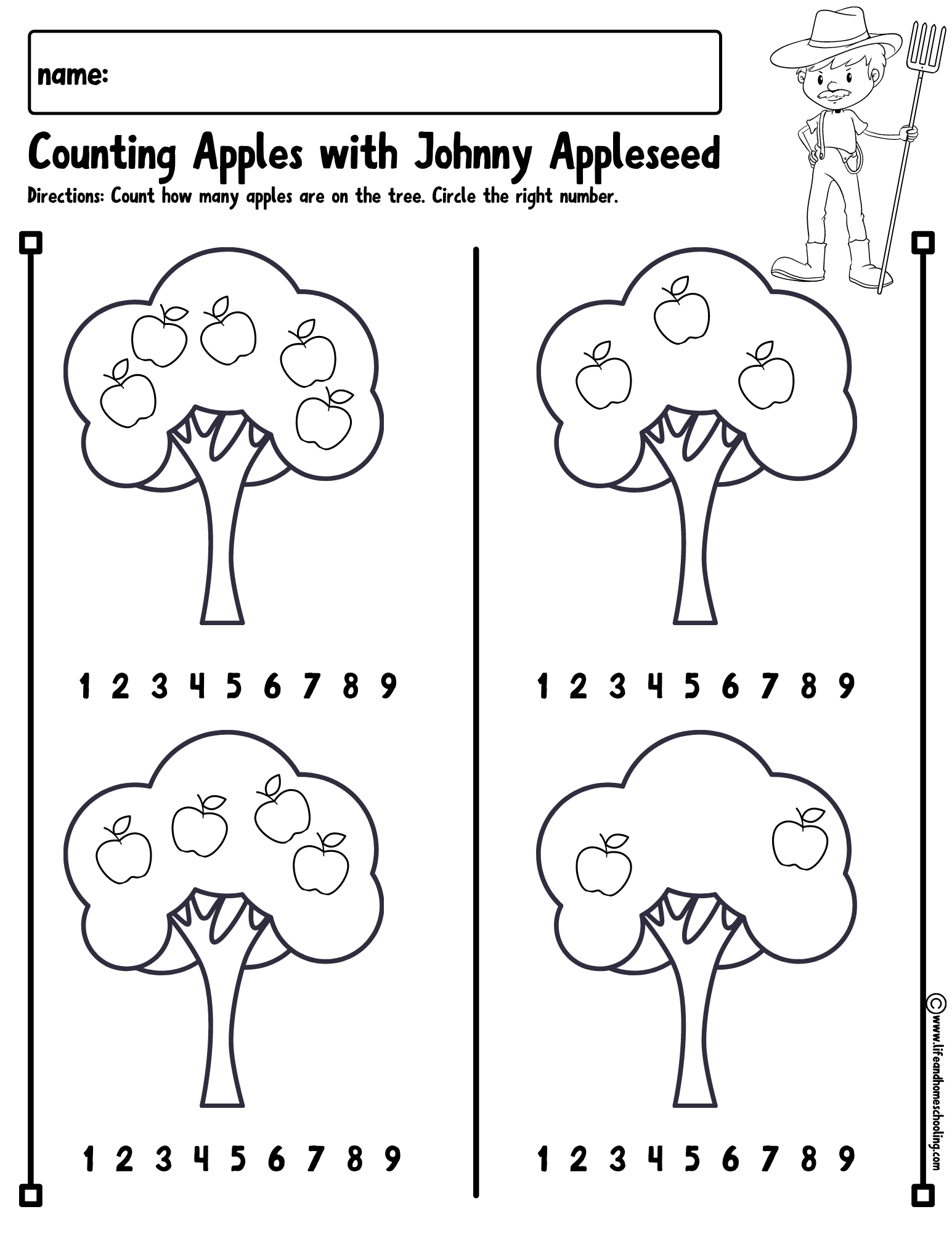 Johnny Appleseed Counting Apples Made By Teachers