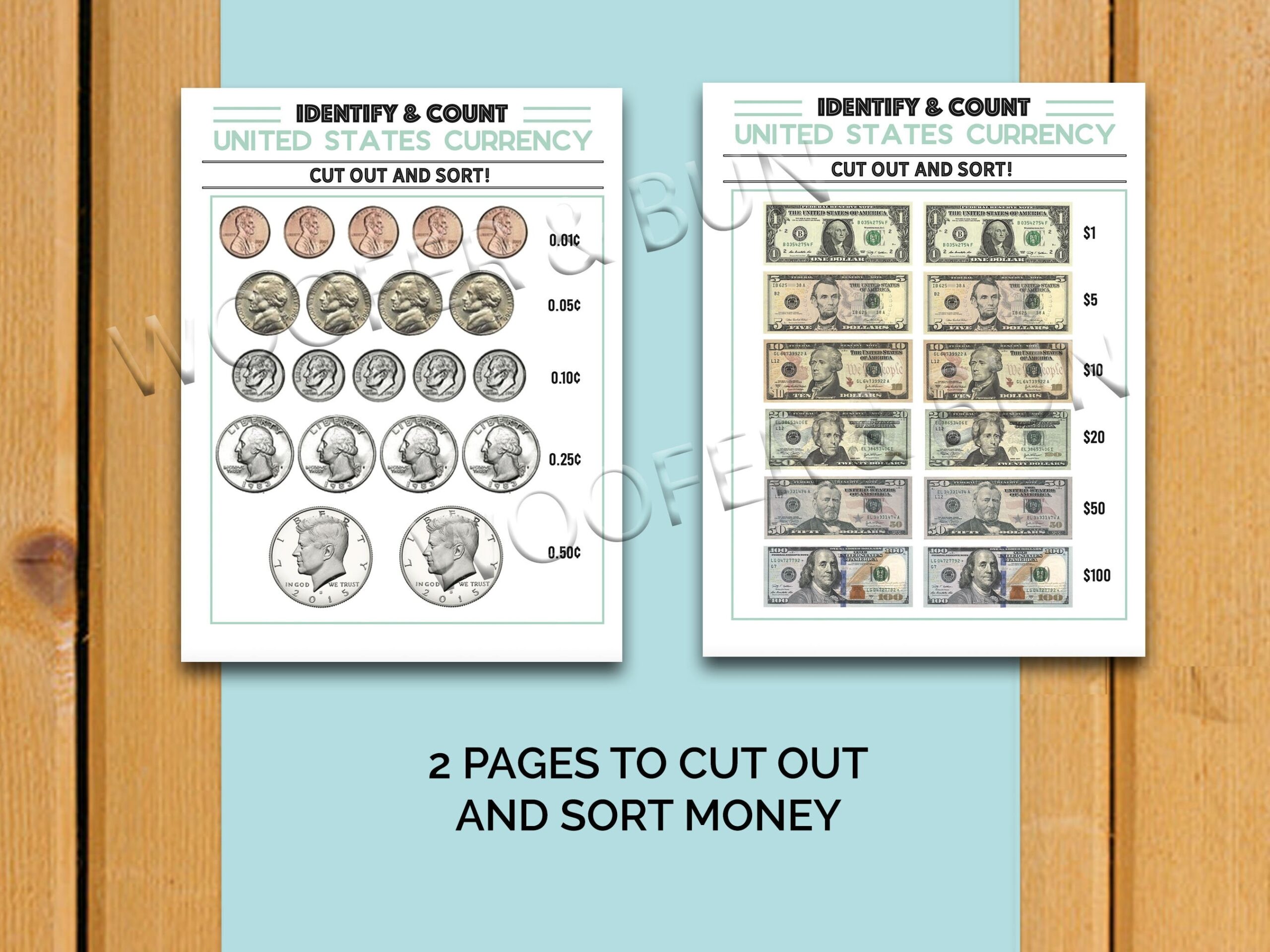 Kids US Currency Learning Pages Count And Identify US Money Paper And Coins 9 Pg INCLUDED Printable Money Math Sorting U0026 More Etsy