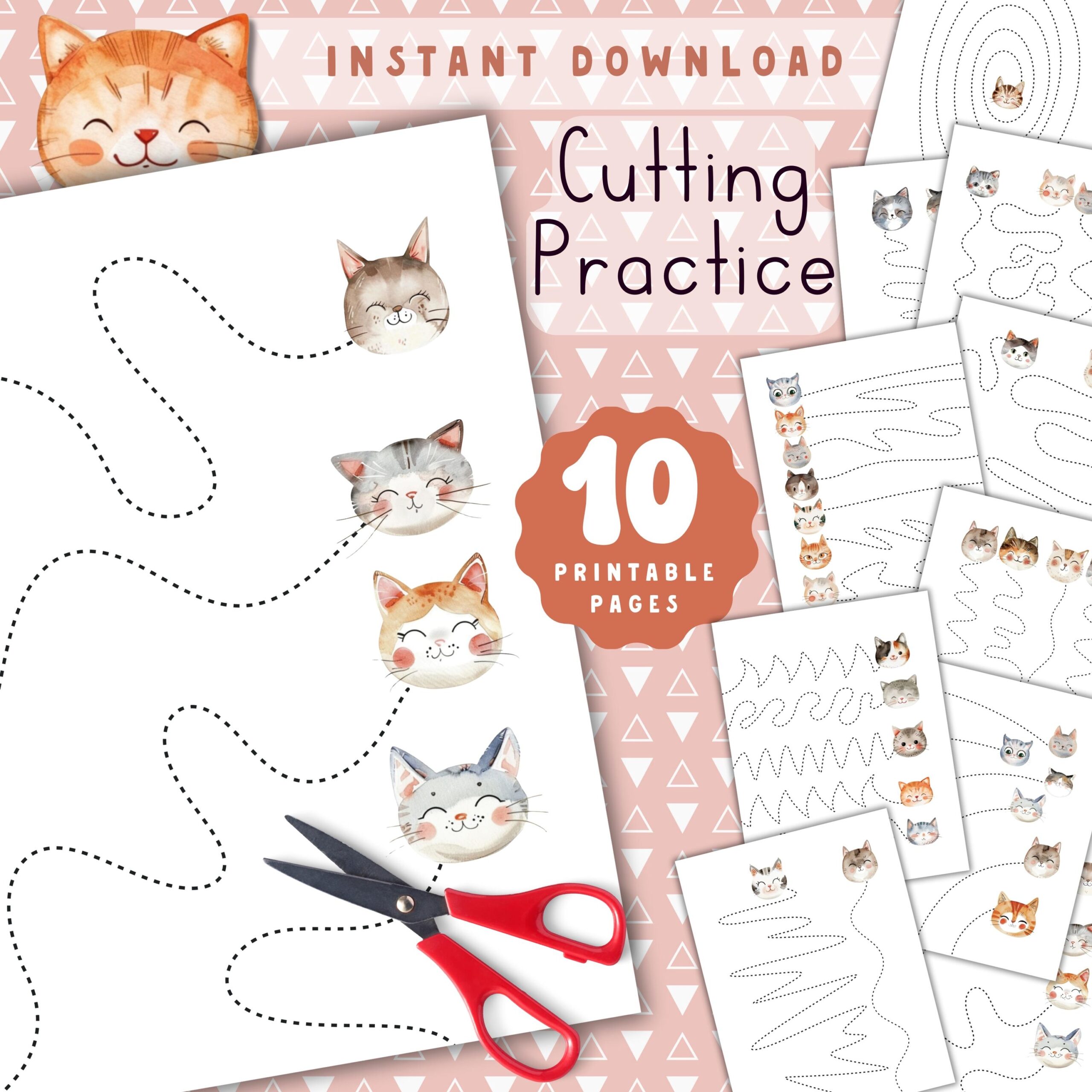 KITTENS Cutting Practice Scissors Skills Toddler Worksheets Printable Cats Cutting Sheets For Kids Cute Cats Preschool Activities Etsy