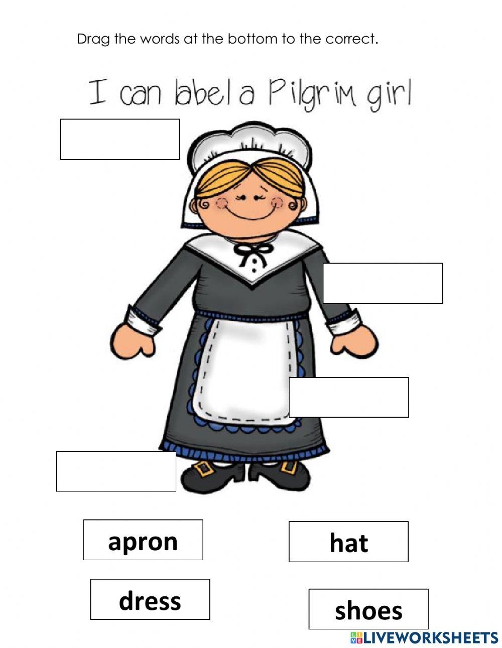Label The Pilgrim Worksheet Live Worksheets Worksheets Library