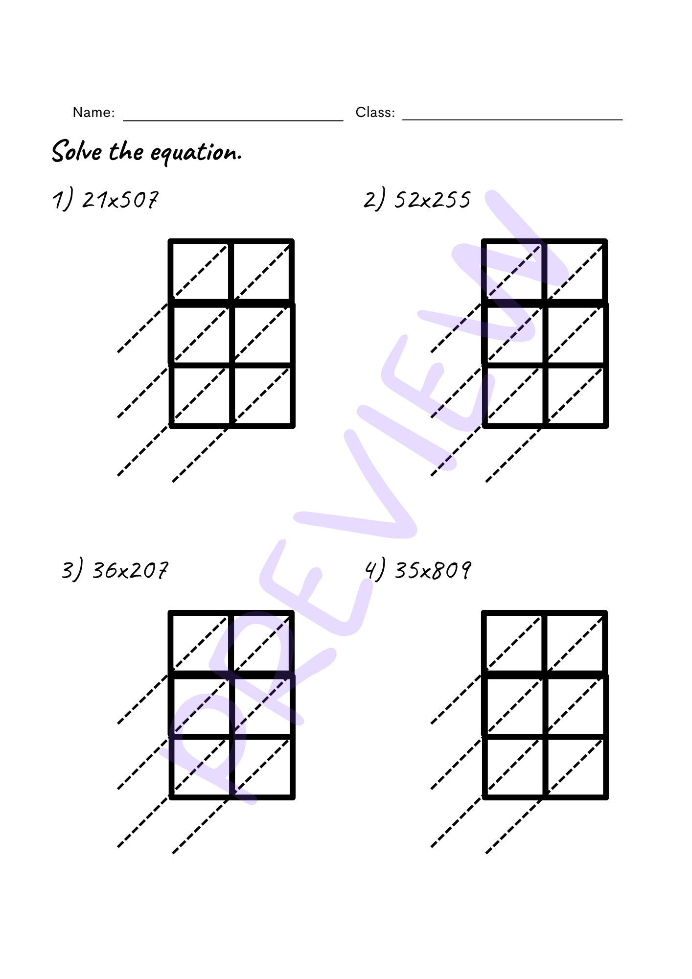 Lattice Multiplication Practice