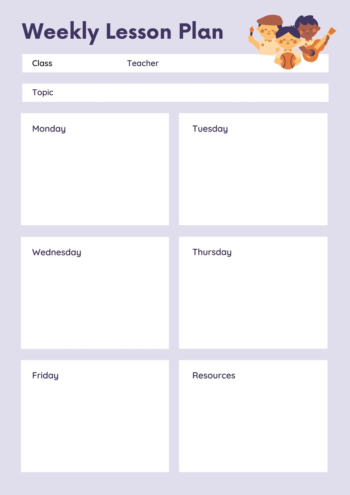 Free Printable Blank Lesson Plan Format