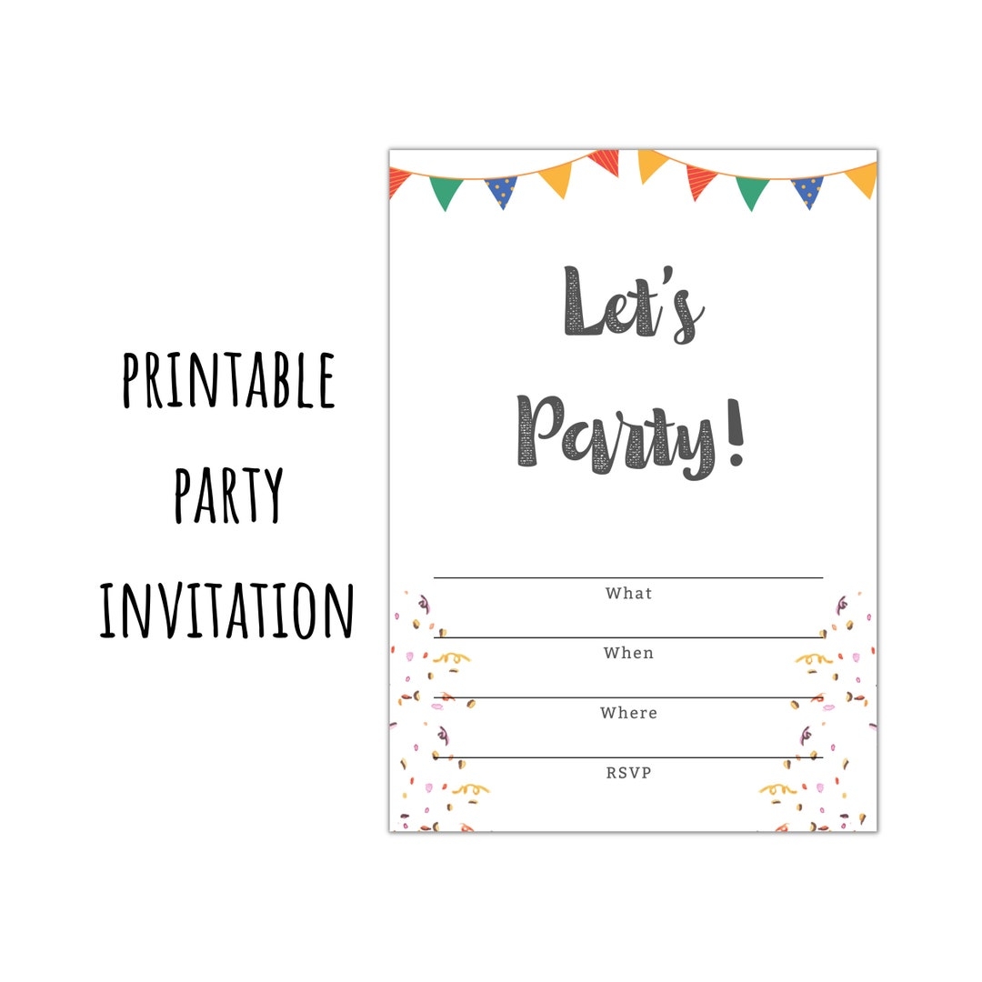 Let s Party Fill In The Blank Party Invitation Instant Download PDF 5x7