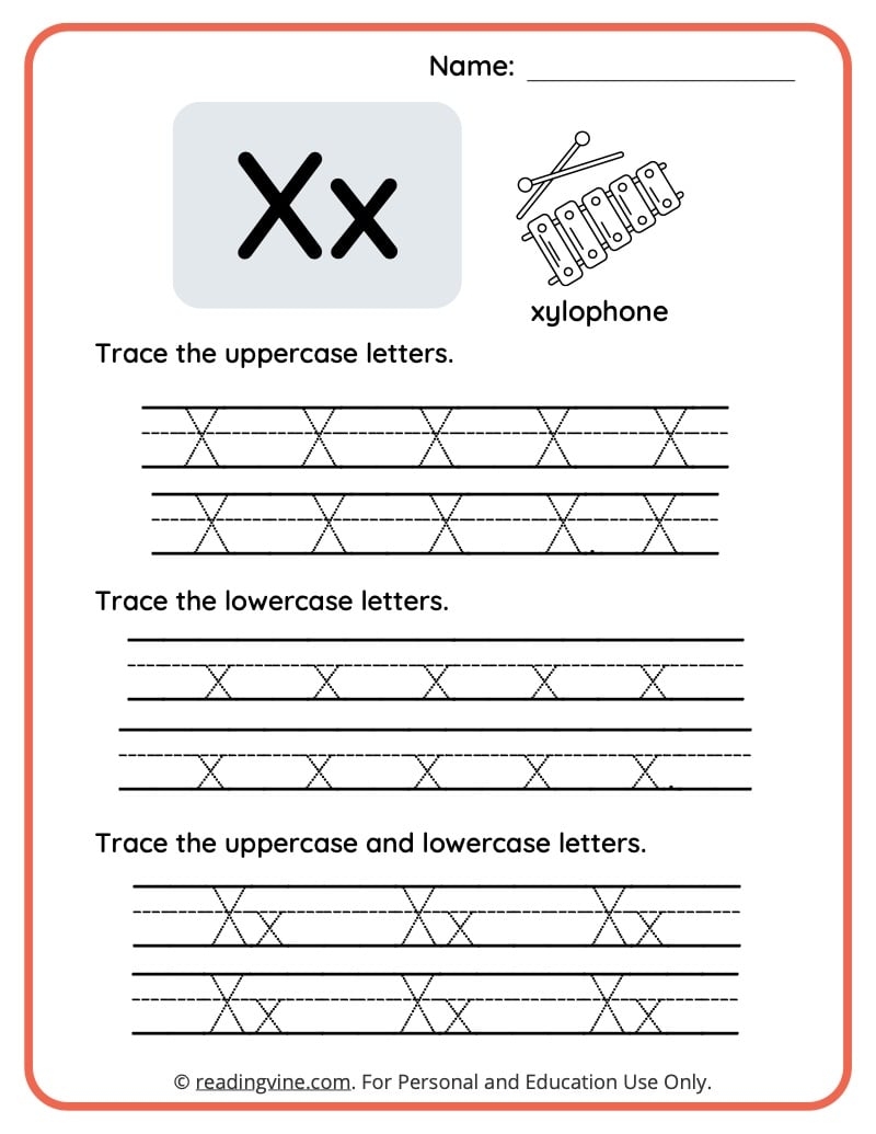 Free Printable Worksheets For Letter X