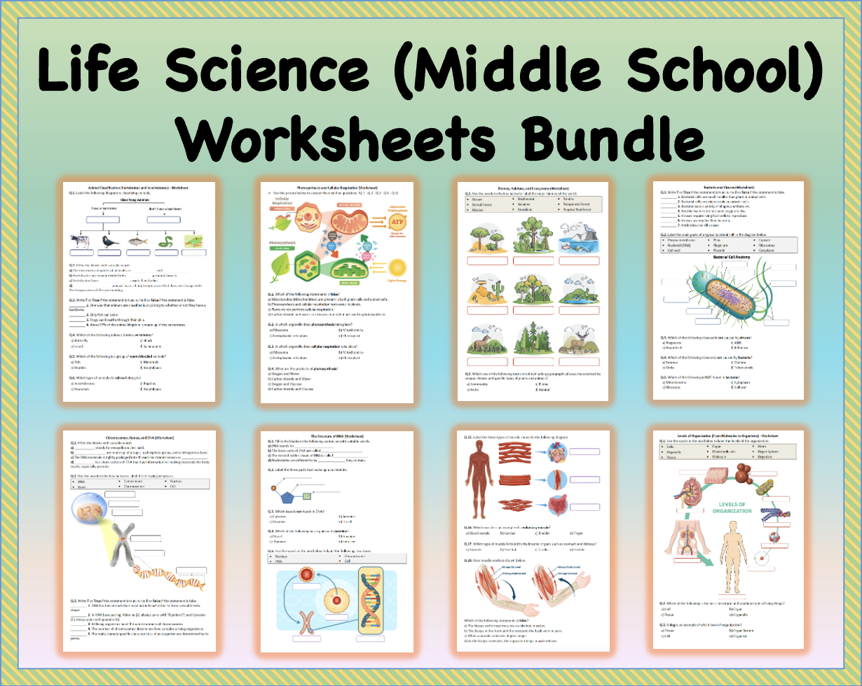 Life Science Middle School Worksheets Bundle Printable U0026 Distance Learning Made By Teachers