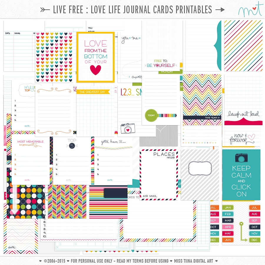 Live Free Love Life 73 FREE Printable Journal Cards Miss Tiina Tina Raparanta