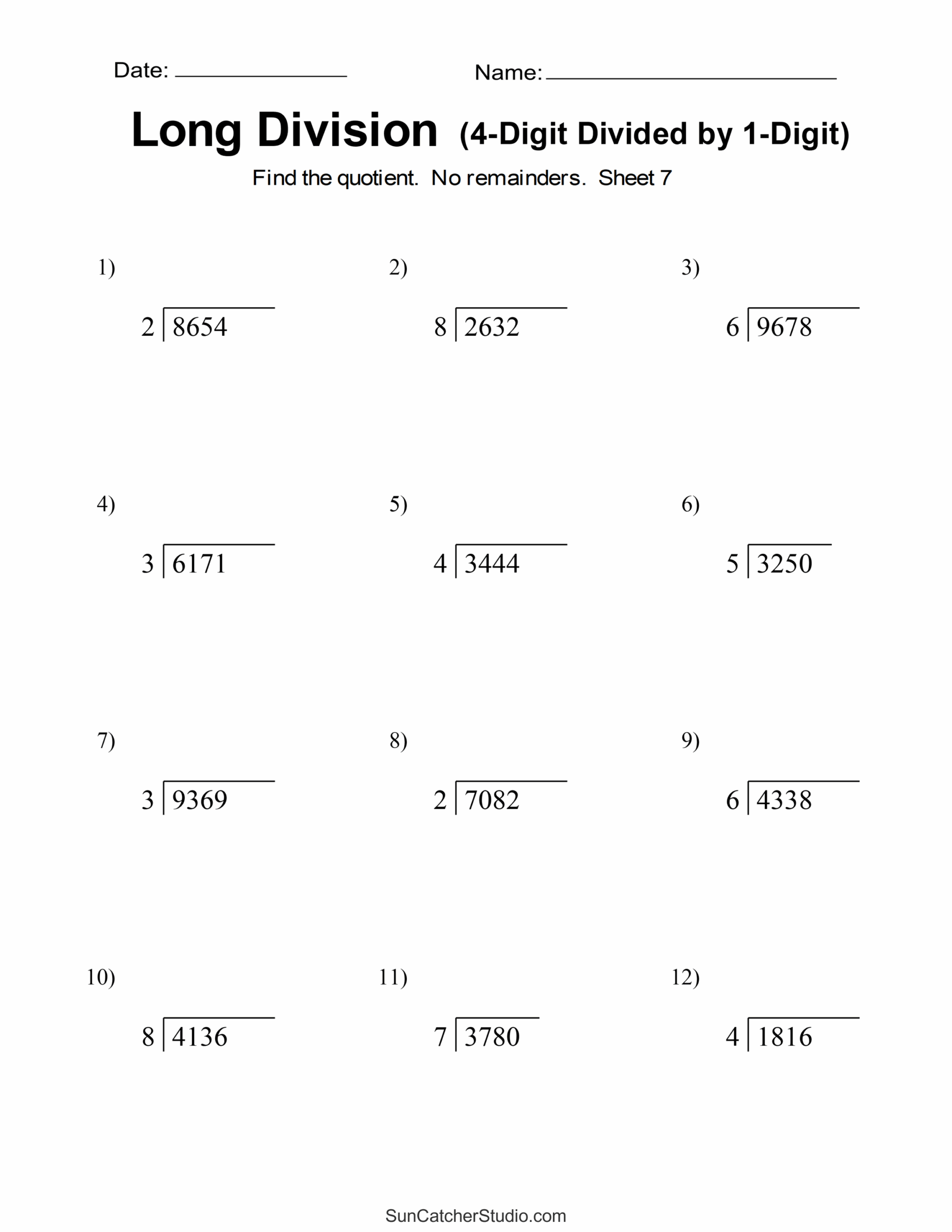Free Printable Worksheet Divide By 2