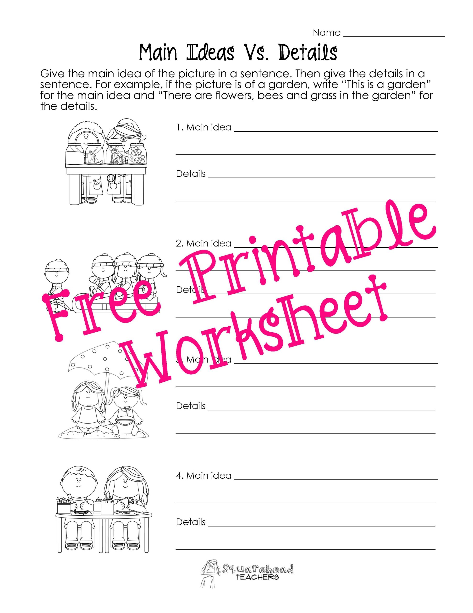 Free Printable Worksheets Main Idea