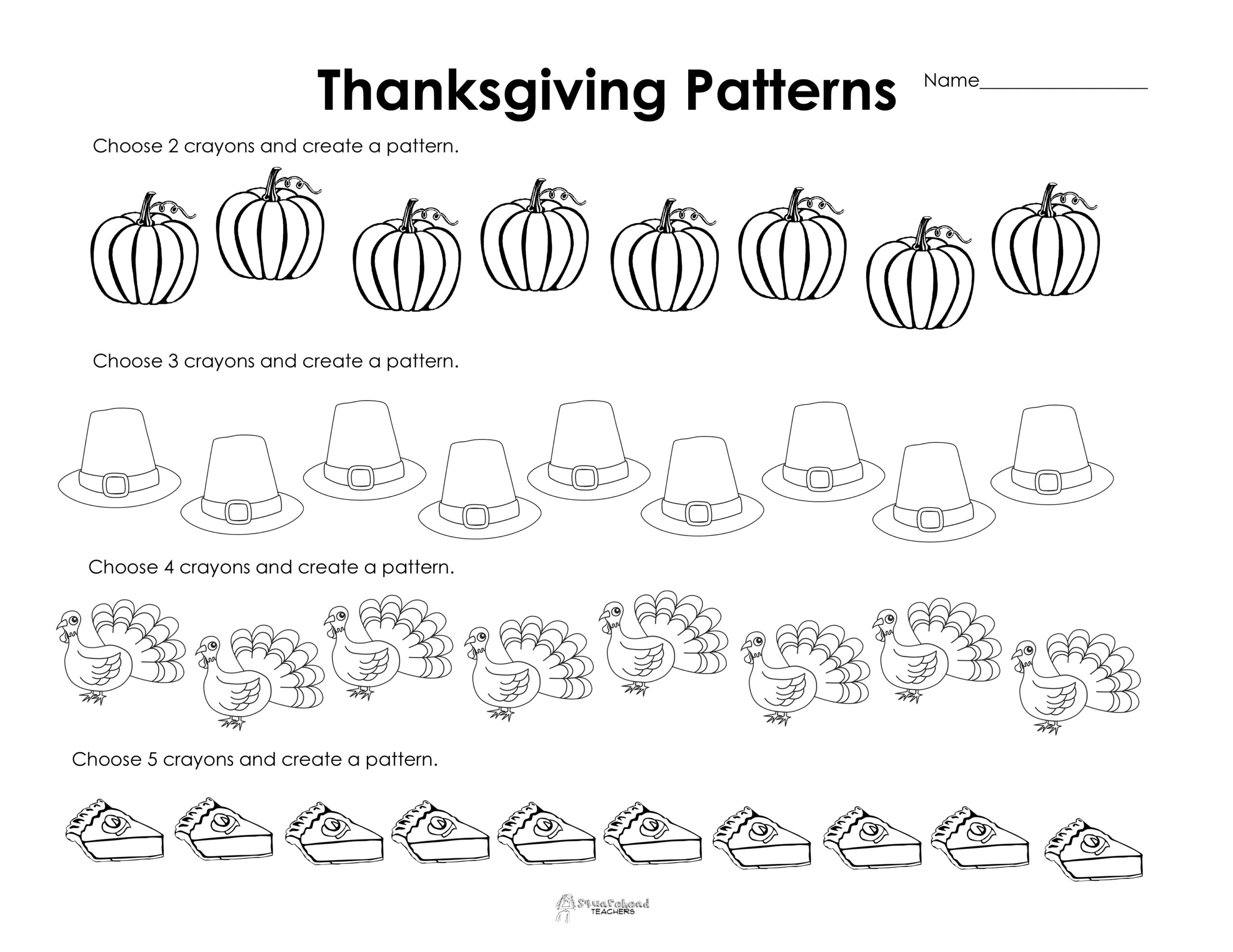 Making Patterns Thanksgiving Style free Worksheet Squarehead Making Patterns Thanksgiving Style free Worksheet Squarehead