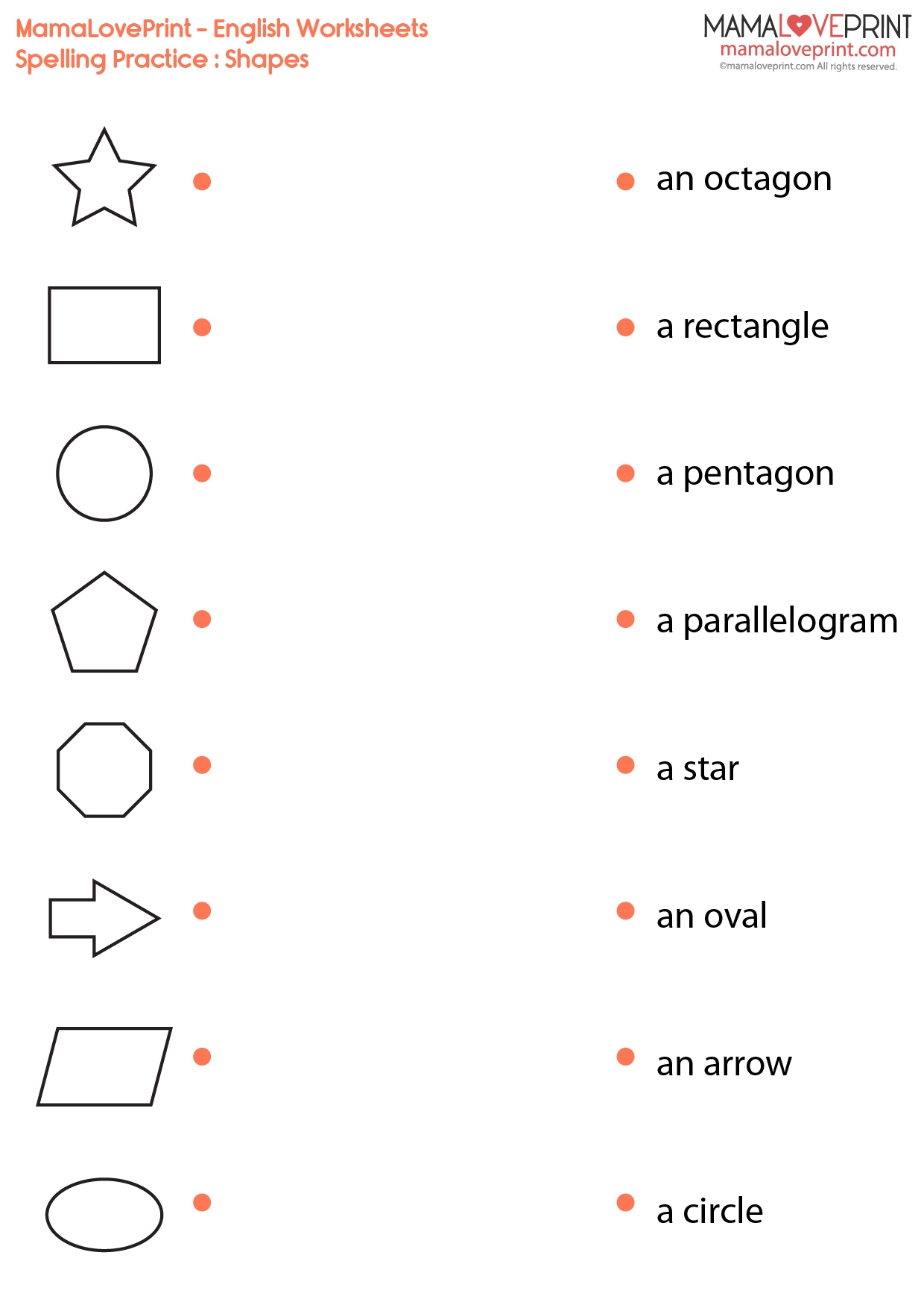 MamaLovePrint Grade 2 English Worksheets Vocabulary Shapes Worksheets Library