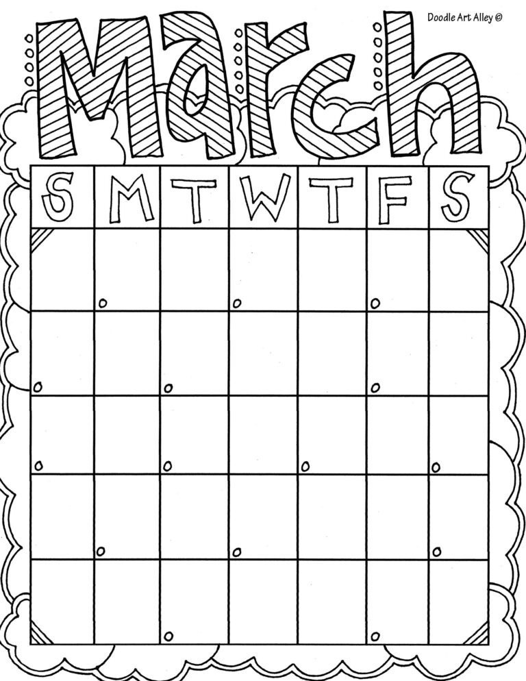 March Coloring Pages DOODLE ART ALLEY