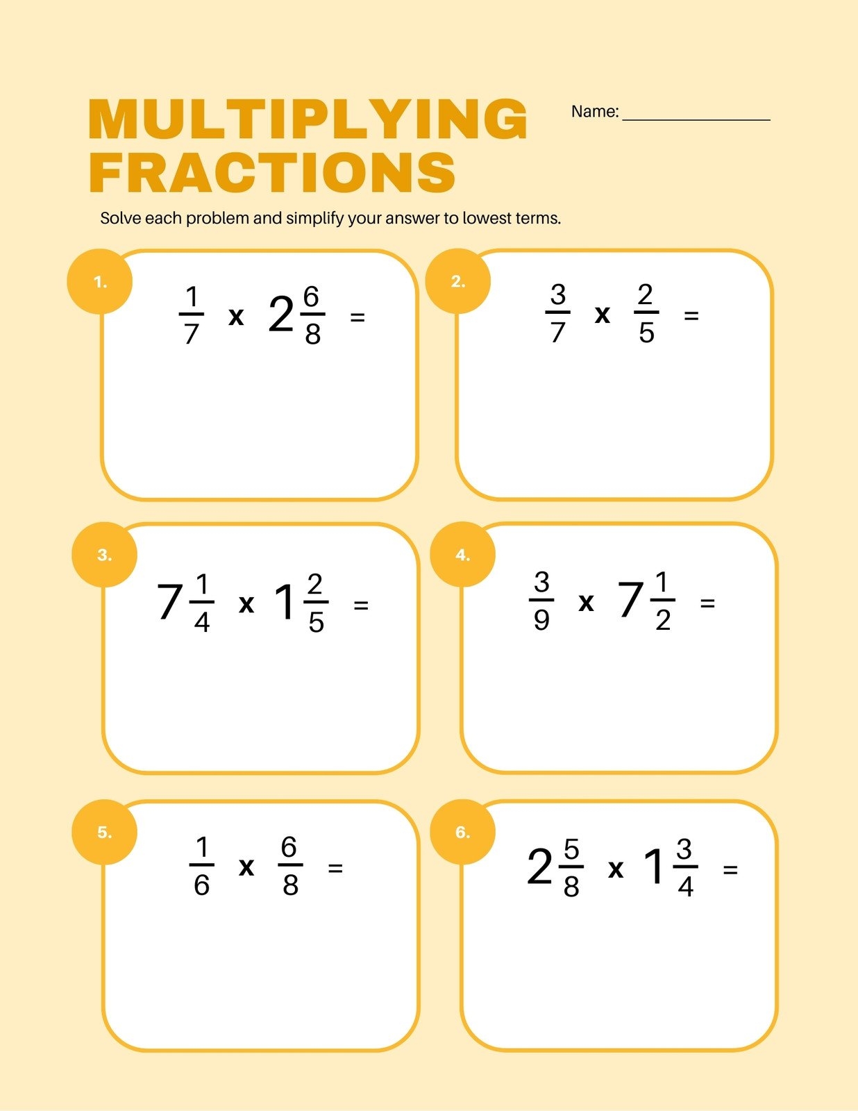 Free Printable Worksheets On Dividing Fractions