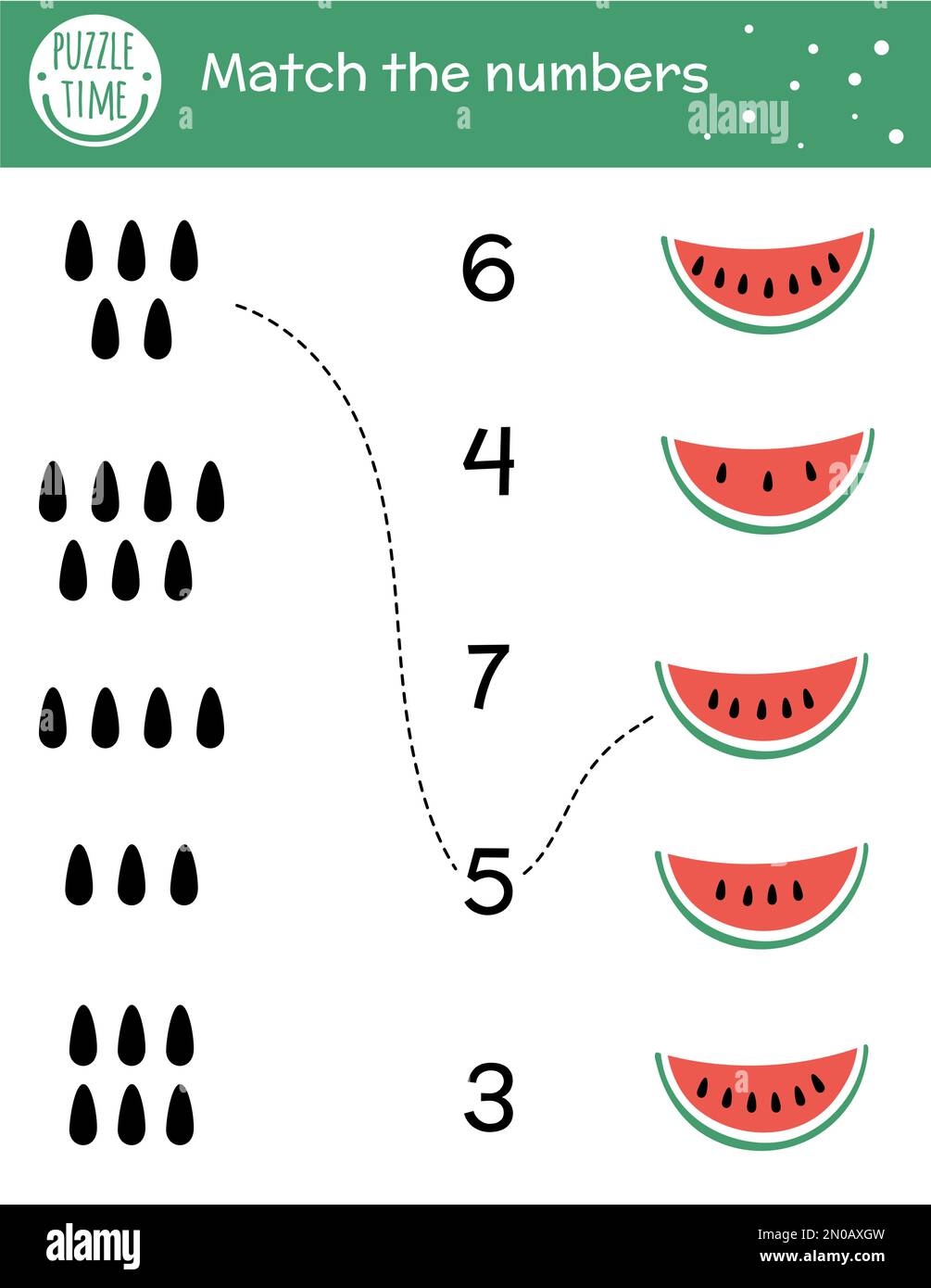 Matching Game With Watermelon Slice And Seeds Summer Math Matching Game With Watermelon Slice And Seeds Summer Math