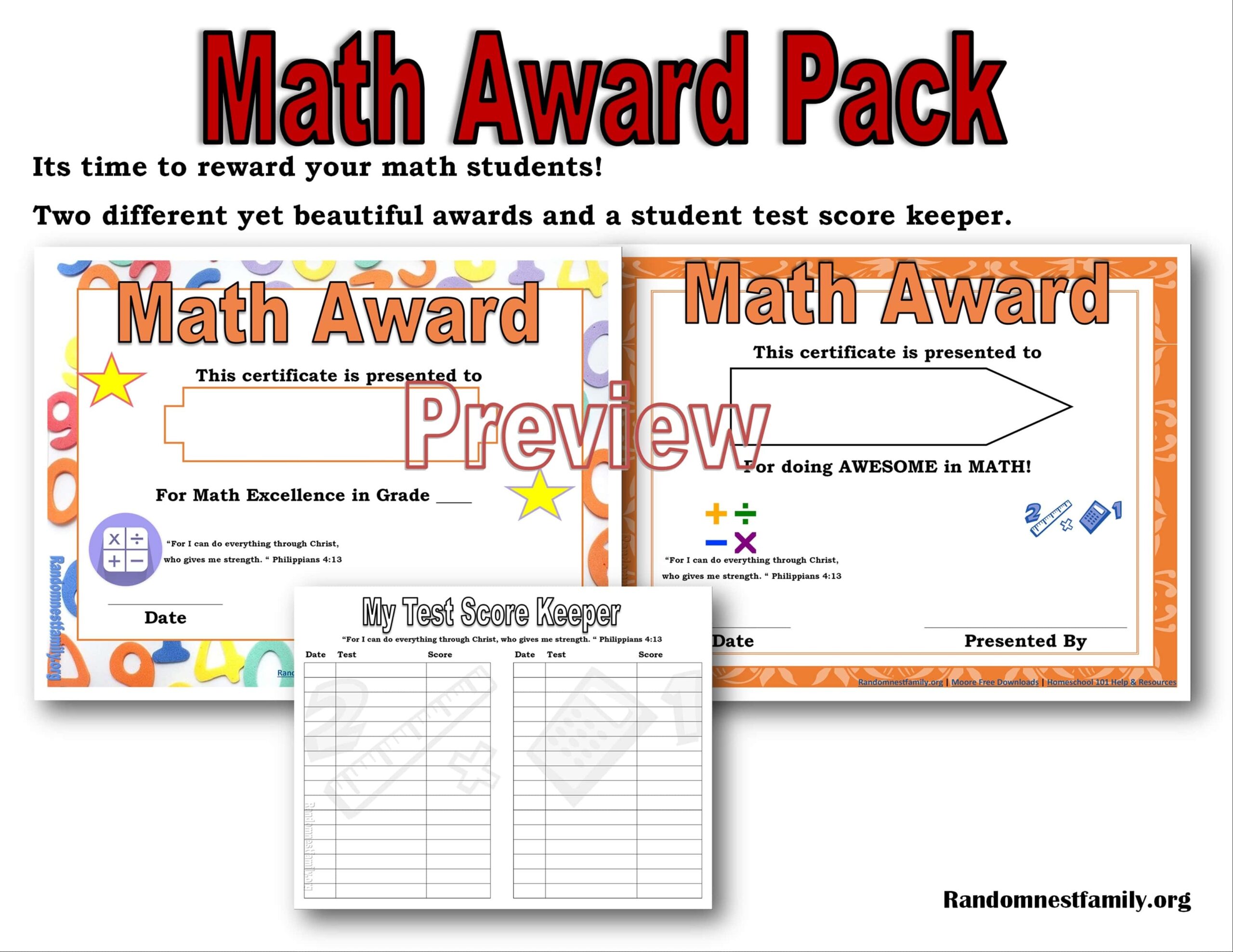 Math Award Pack Free Printable Math Award Pack Free Printable