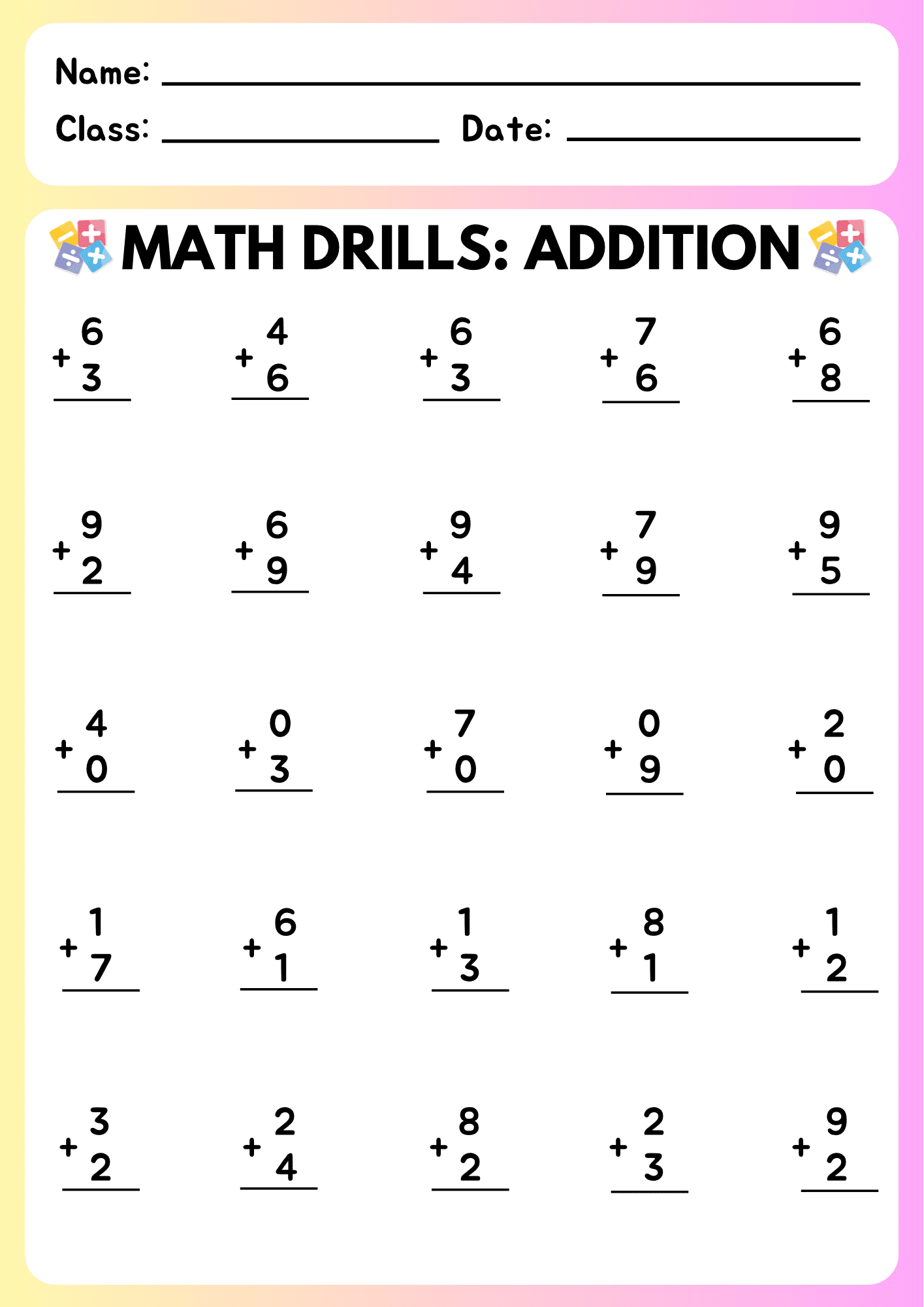 Math Drills Addition Worksheets By Ayellahvedoral Raket PH