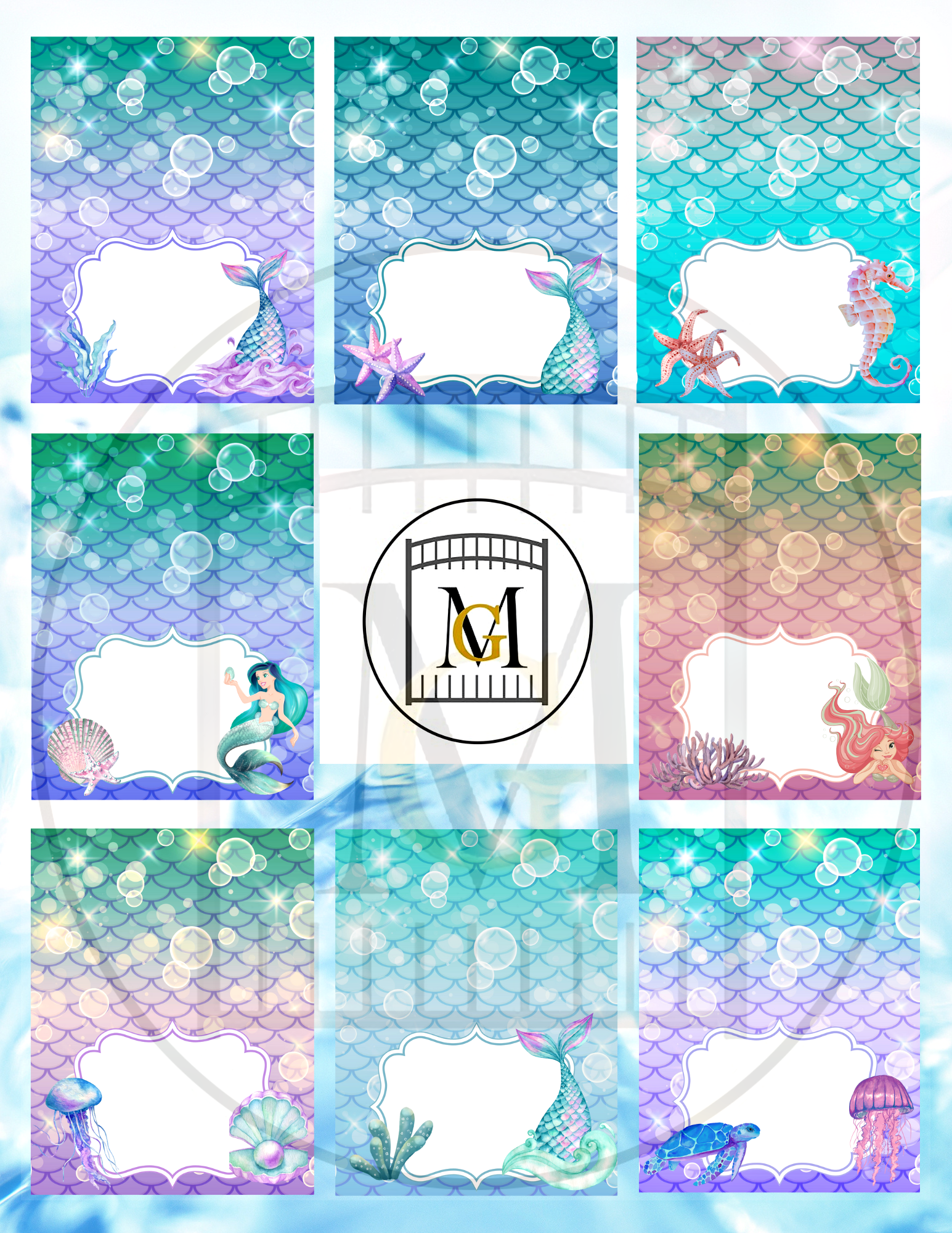 Mermaid Food Label Food Tents Candy Labels EDITABLE