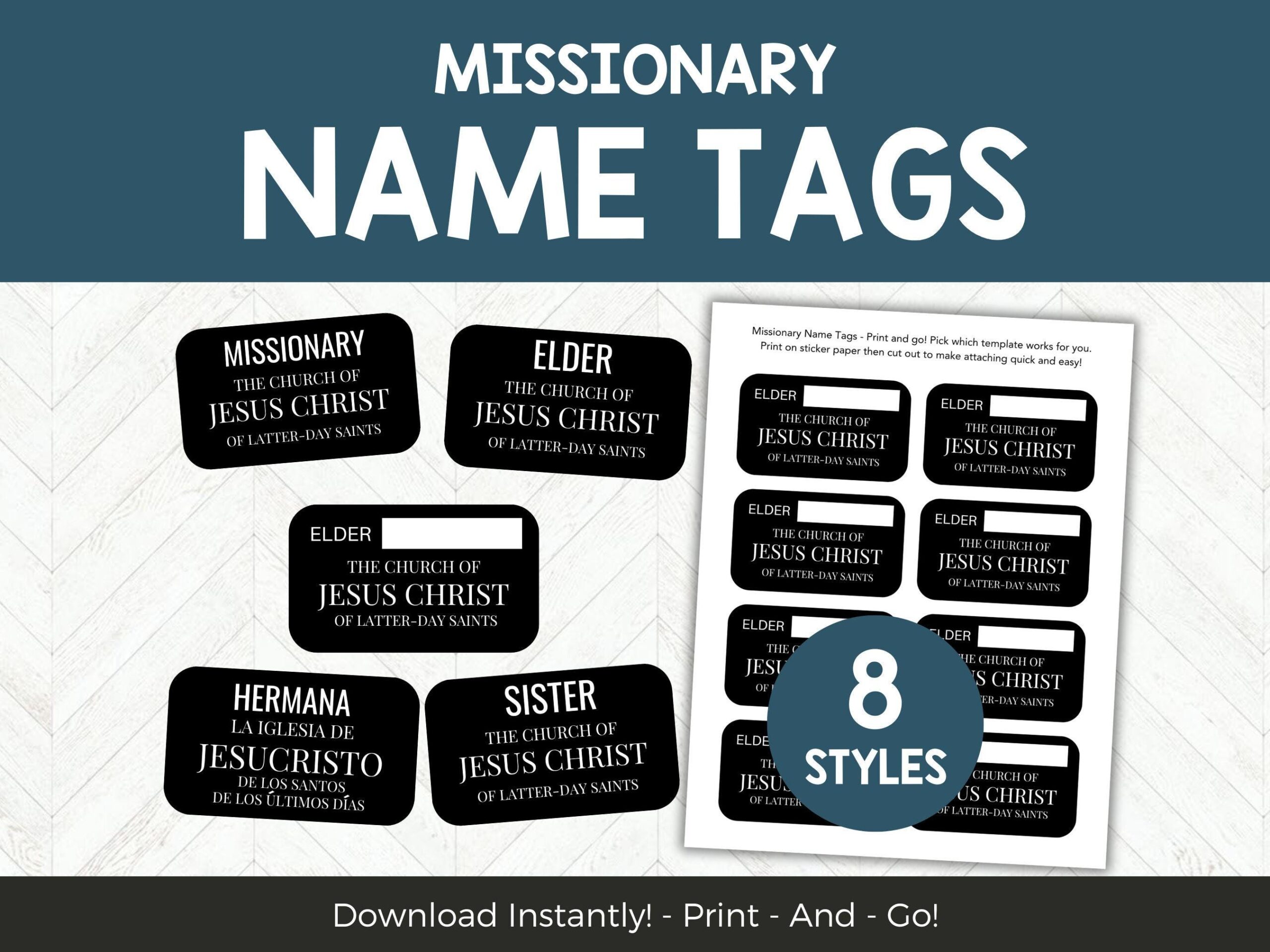 Missionary Name Tag Template Etsy Australia