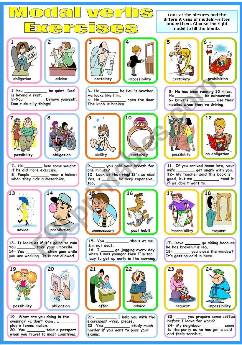 MODAL VERBS EXERCISES Bu0026W VERSION INCLUDED ESL Worksheet By Katiana