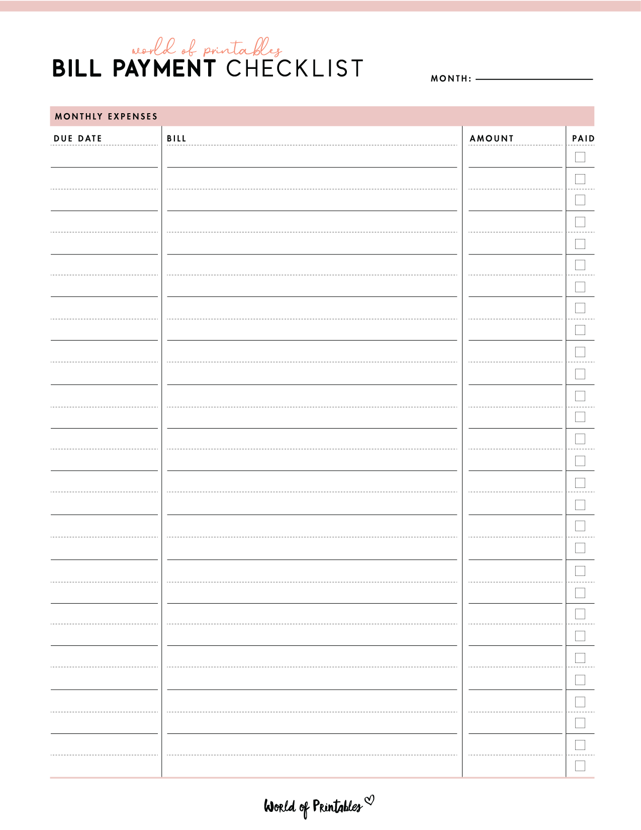 Blank Bill Payment Free Printables