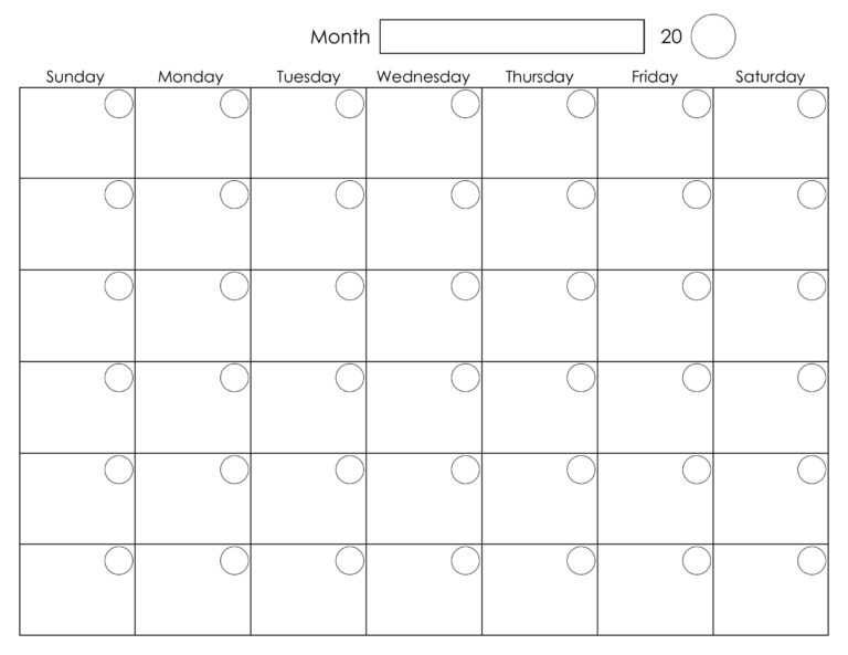 Monthly Blank Calendar Printable