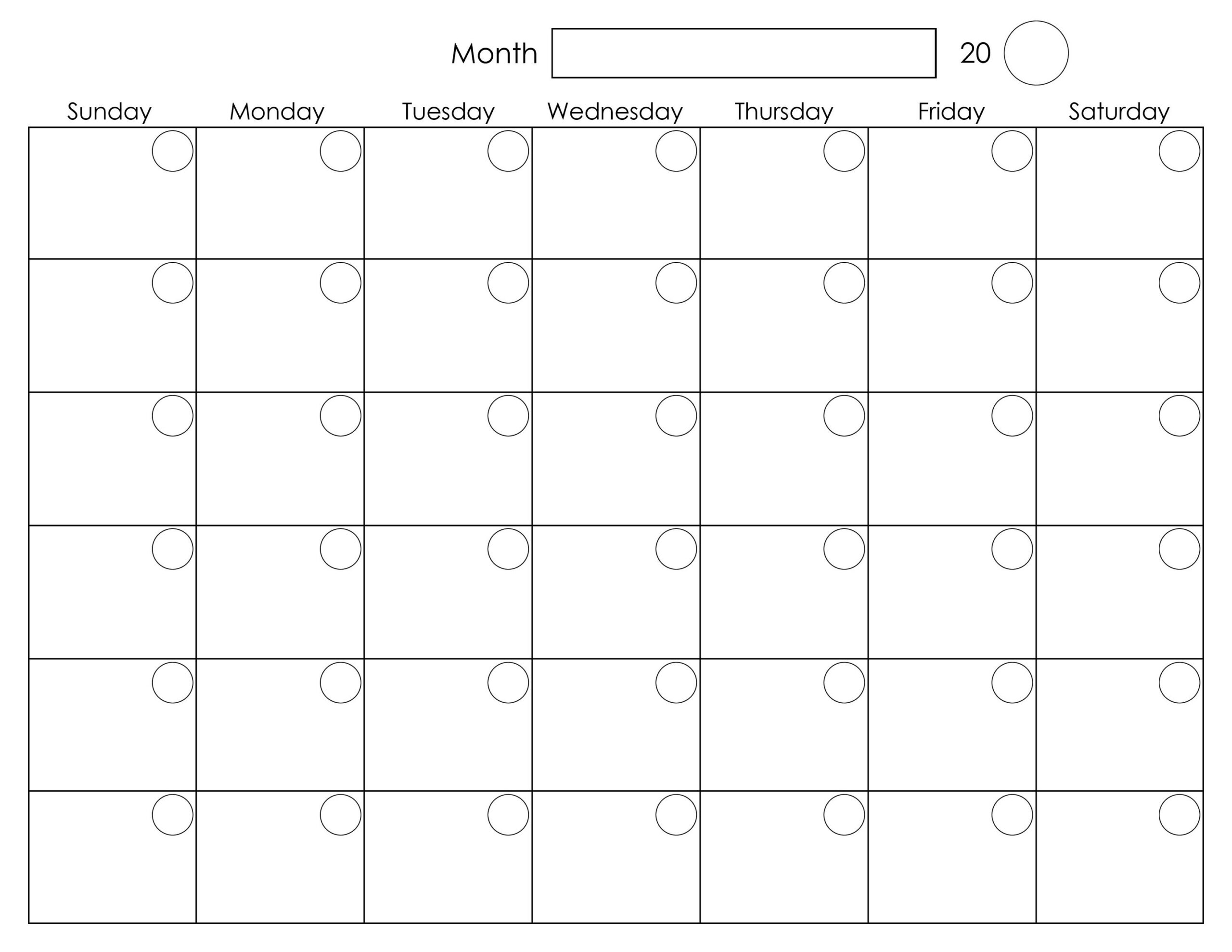 Monthly Blank Calendar Printable