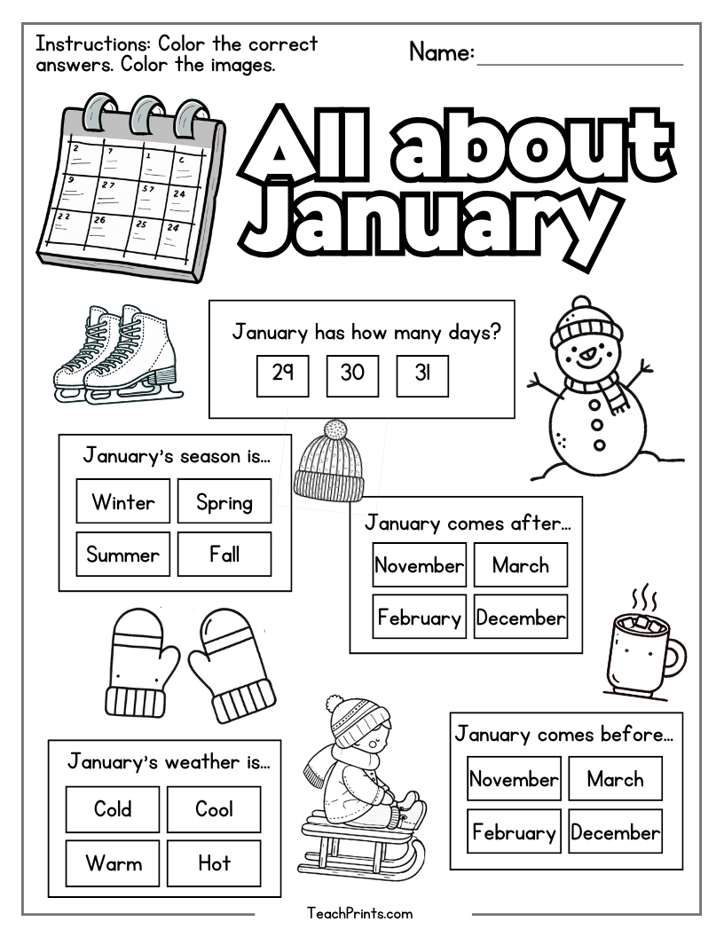 Months Of The Year Worksheets Free PDF Printables Teach Prints