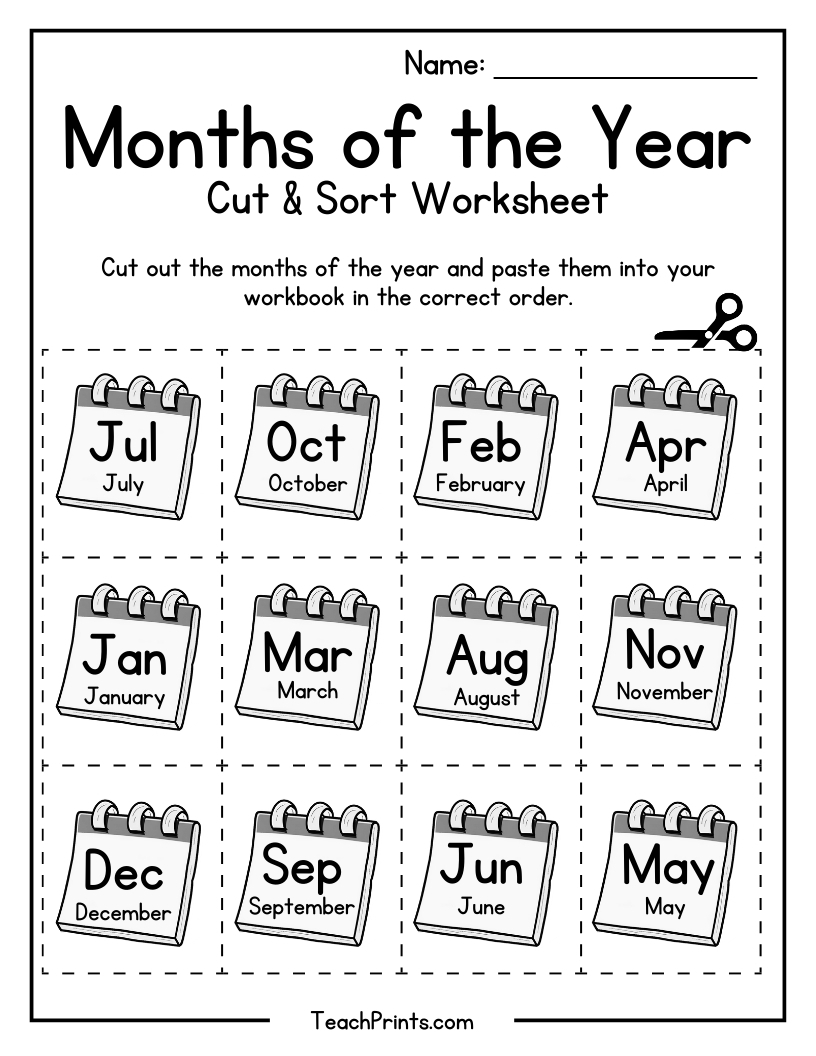 Free Printable Worksheets On The Months