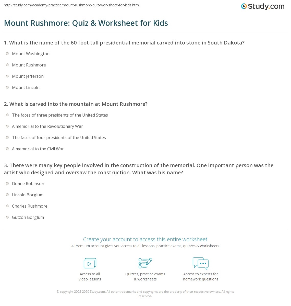 Free Printable Worksheets On Mount Rushmore