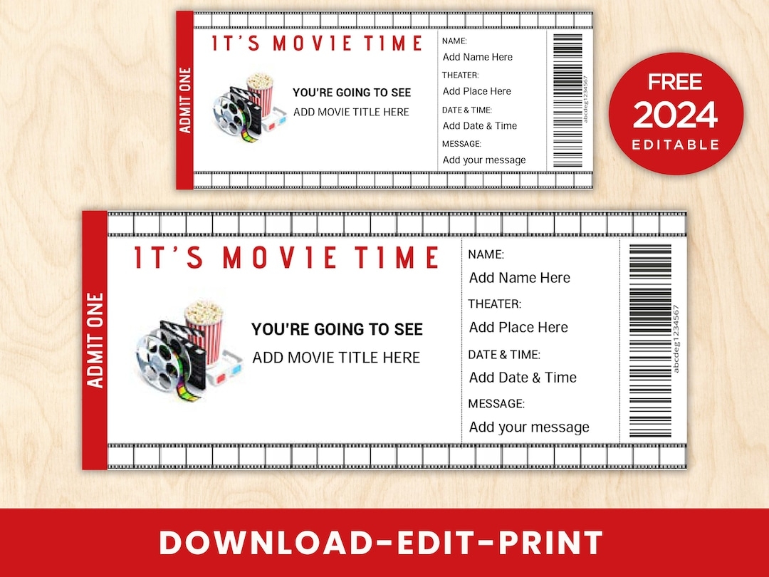 Free Printable Blank Movie Tickets