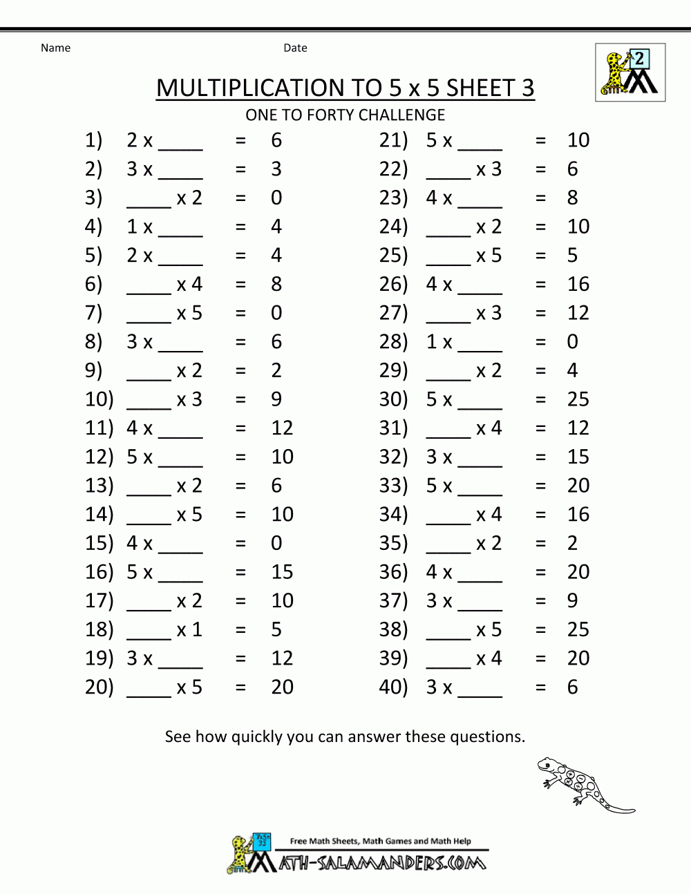 Multiplication To 5x5 Worksheets For 2nd Grade Multiplication To 5x5 Worksheets For 2nd Grade