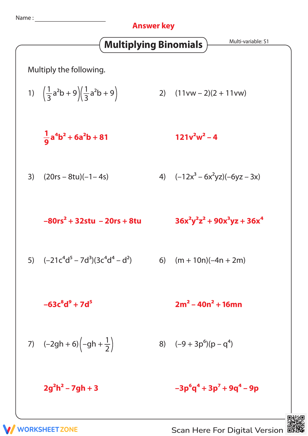 Multiplying Polynomials Worksheets 2025