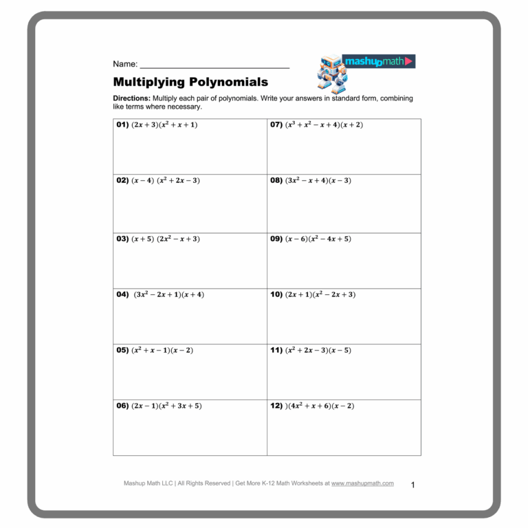 Multiplying Polynomials Worksheets Printable With Answers Mashup 