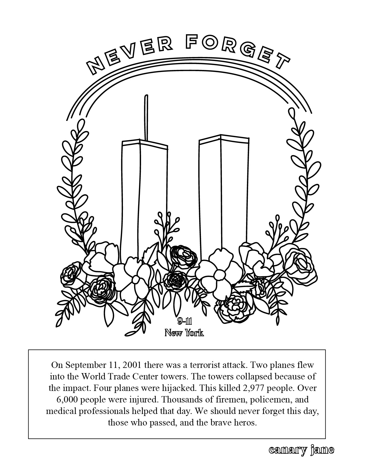 Never Forget 9 11 Friday Free Printable Canary Jane