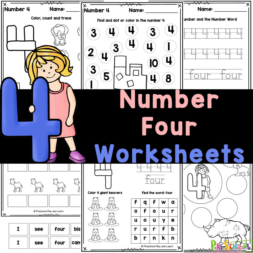 Number 4 Worksheets FREE Tracing U0026 Counting Printables