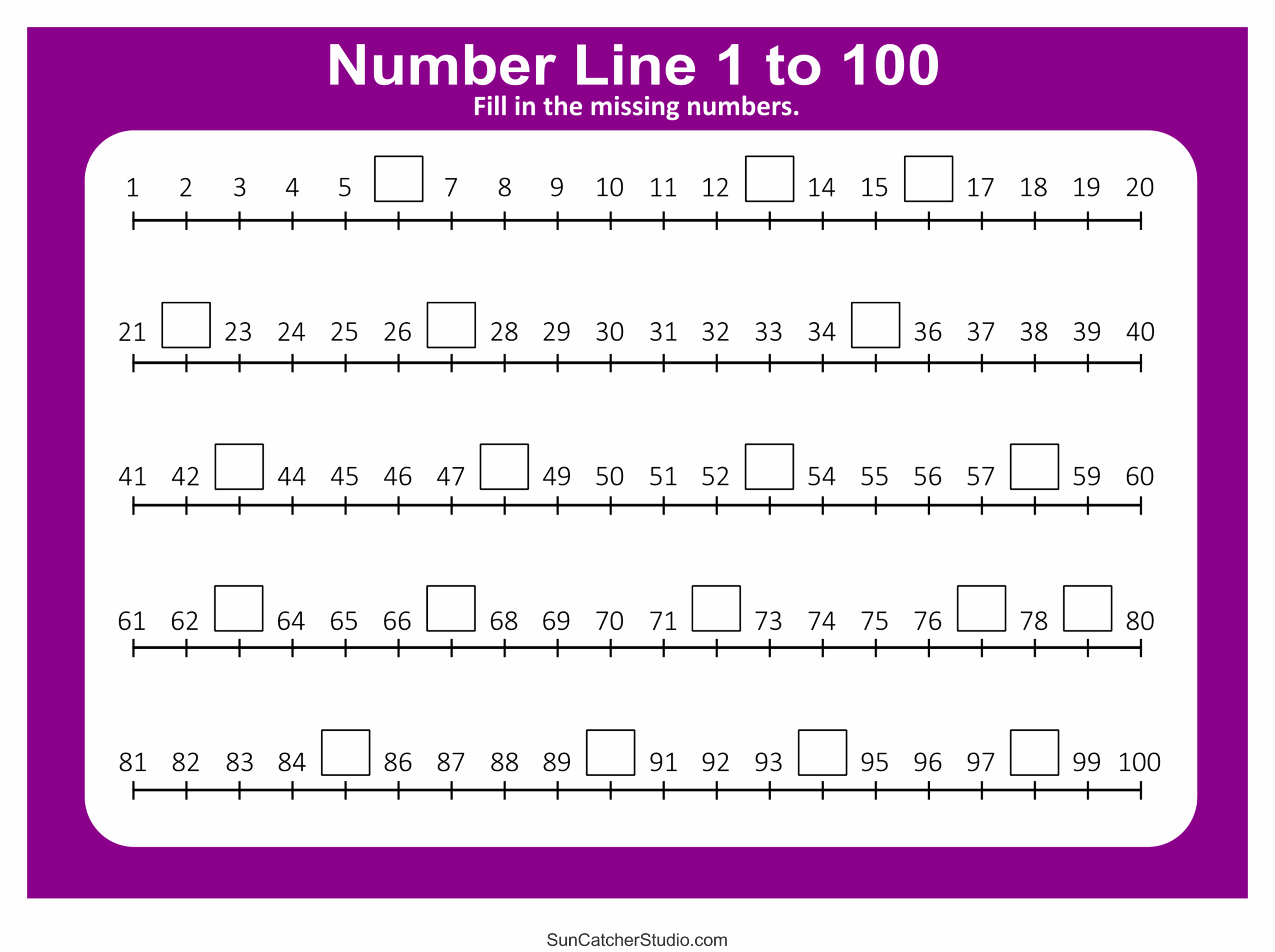 Number Lines Integers Decimals Blank Missing Numbers Free 