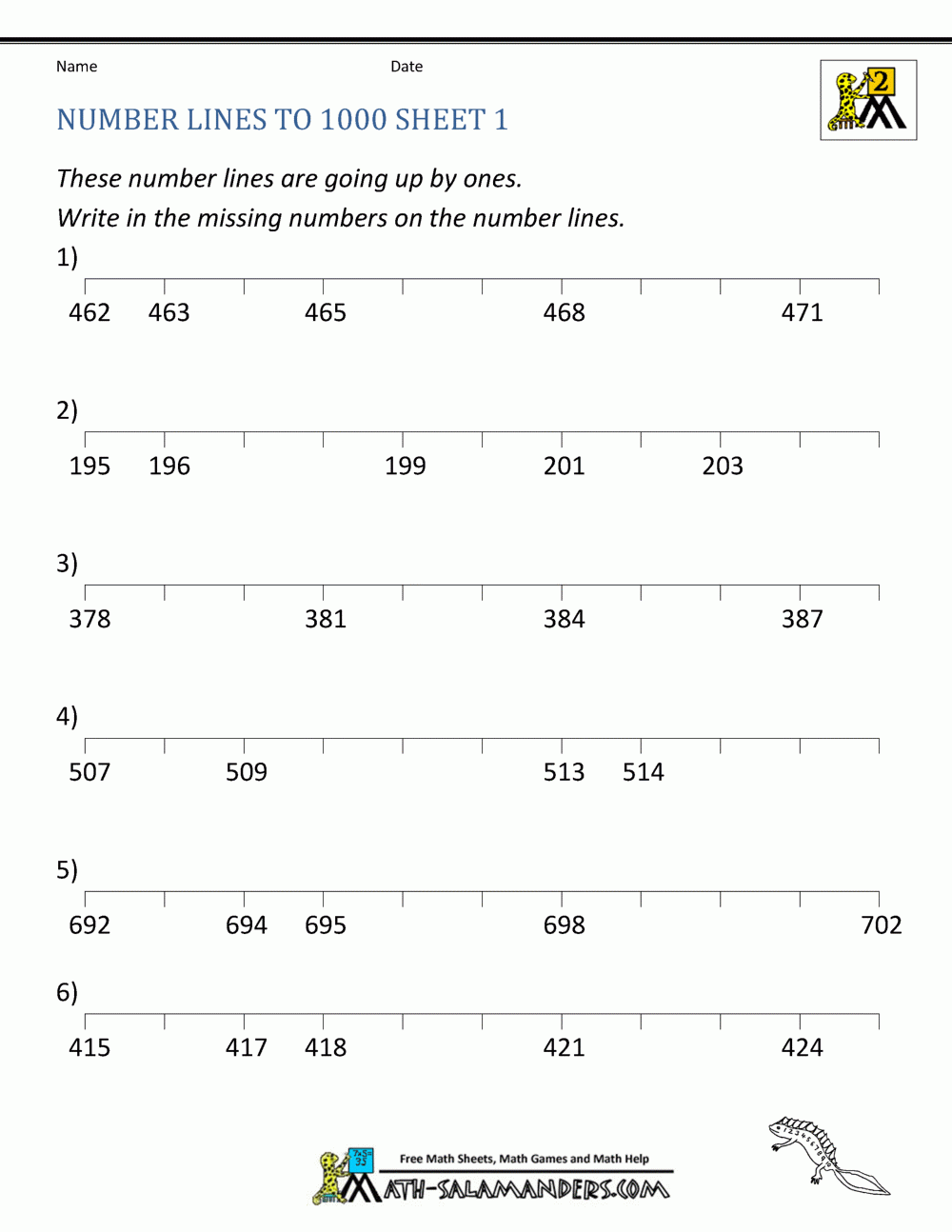 Free Printable Worksheets Counting To 1000