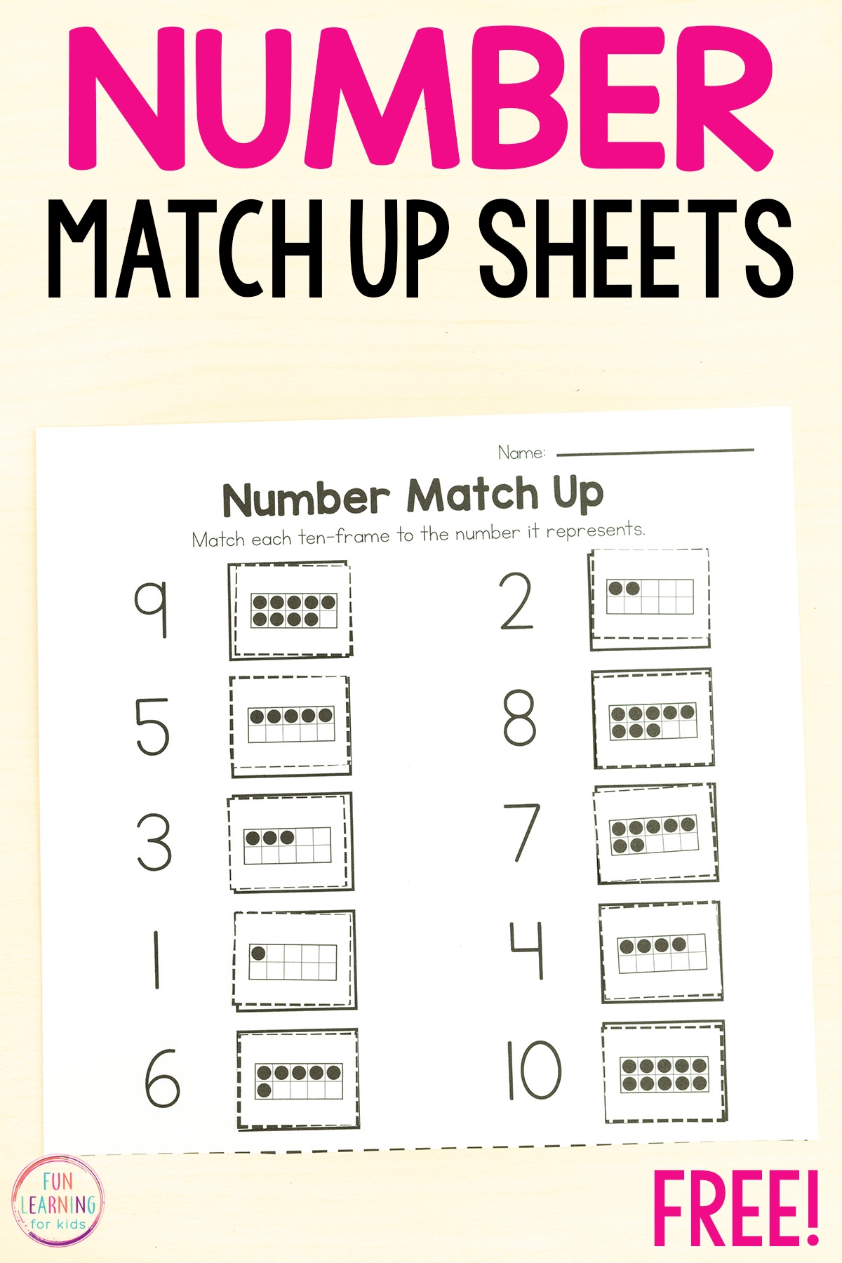 Free Printable Worksheets Matching Numbers