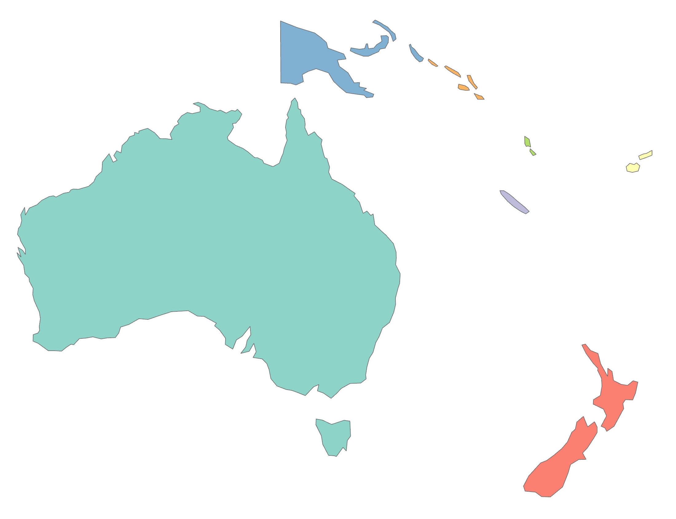 Oceania Blank Map And Country Outlines GIS Geography