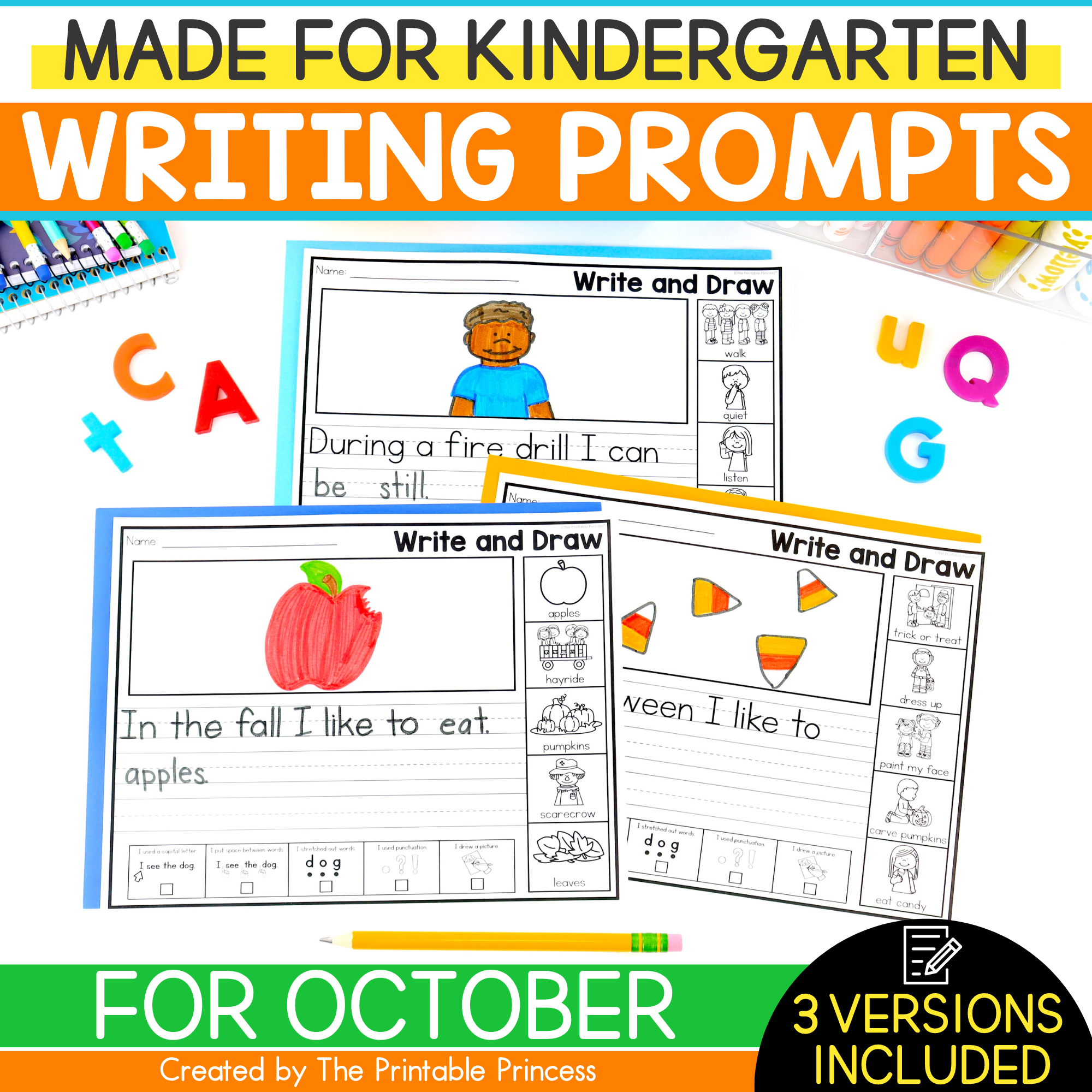 October Writing Prompts For Kindergarten 30 Sentence Starters The Printable Princess