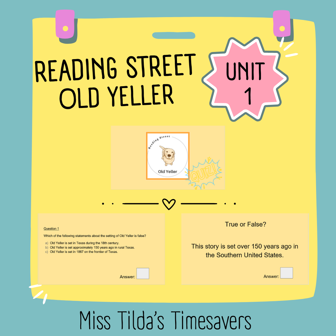 Old Yeller Quiz Grade 6 Reading Street Made By Teachers Worksheets Library
