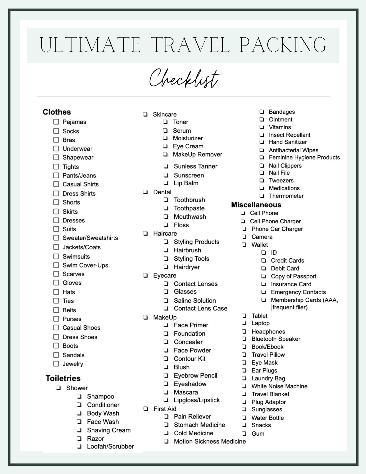 Our Road Trip Essentials U0026 Travel Checklist Printable Bless er House