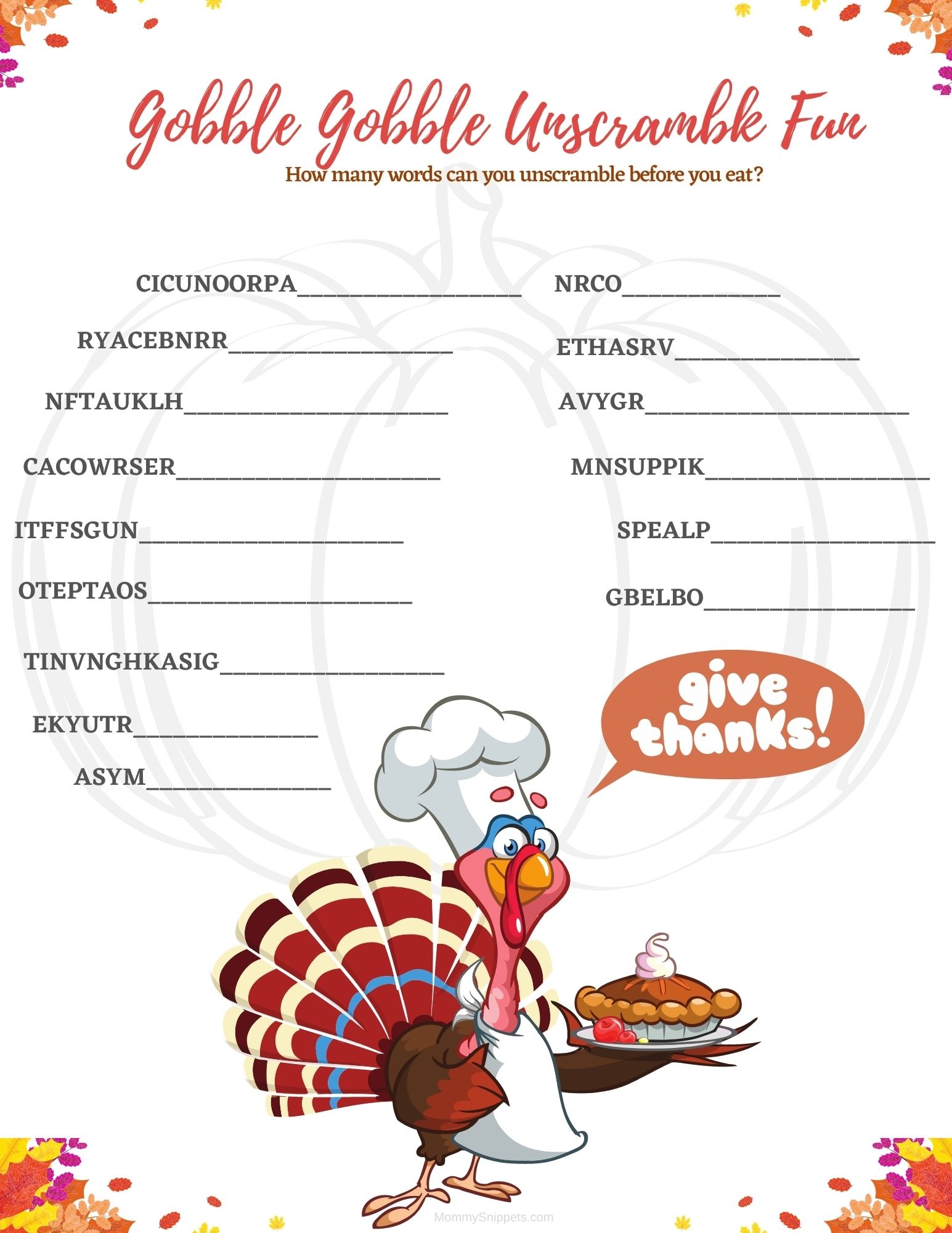 Over 25 Free Thanksgiving Printables For Kids Mommy Snippets